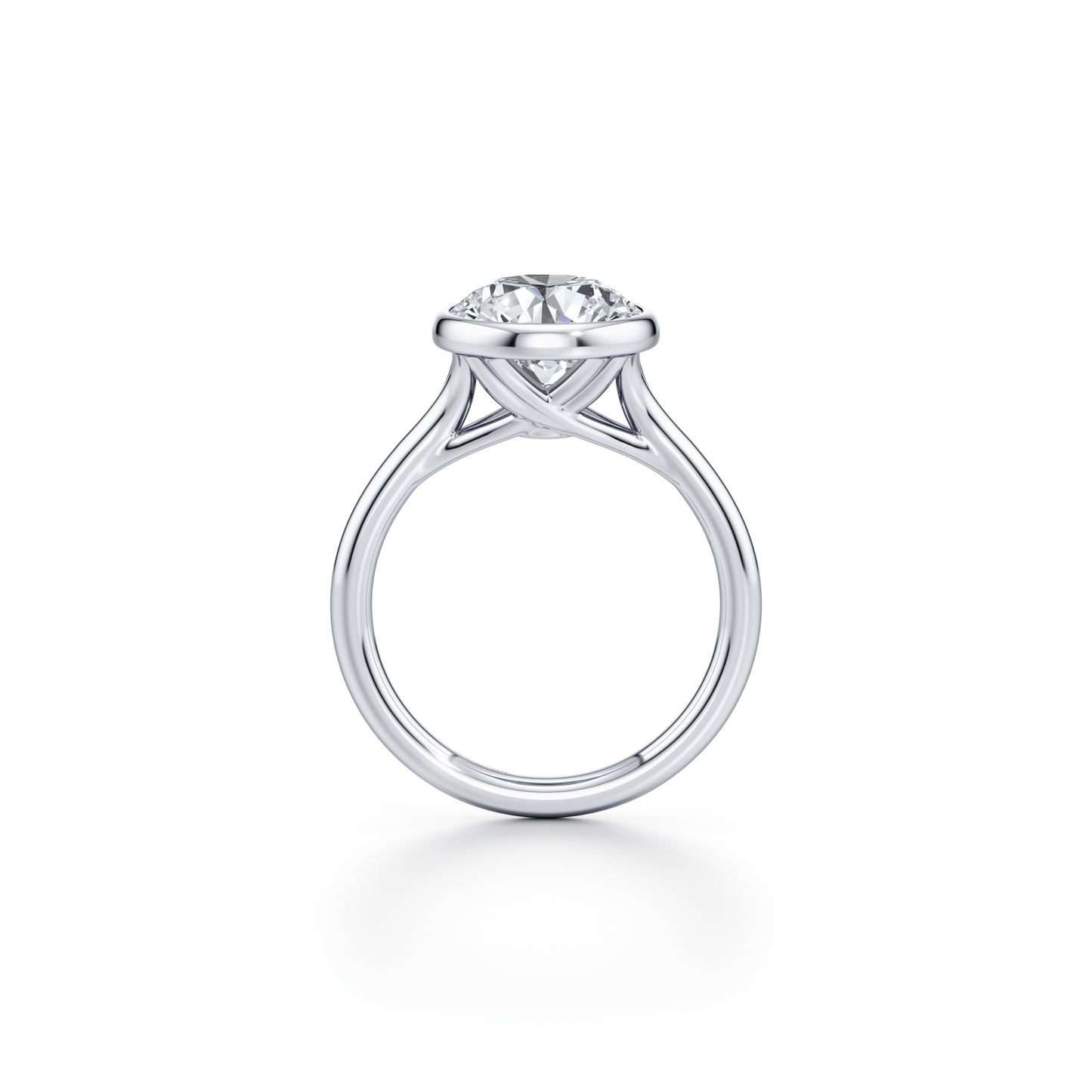 Elle Bezel Cushion Solitaire Lab Diamond Engagement Ring - view 3