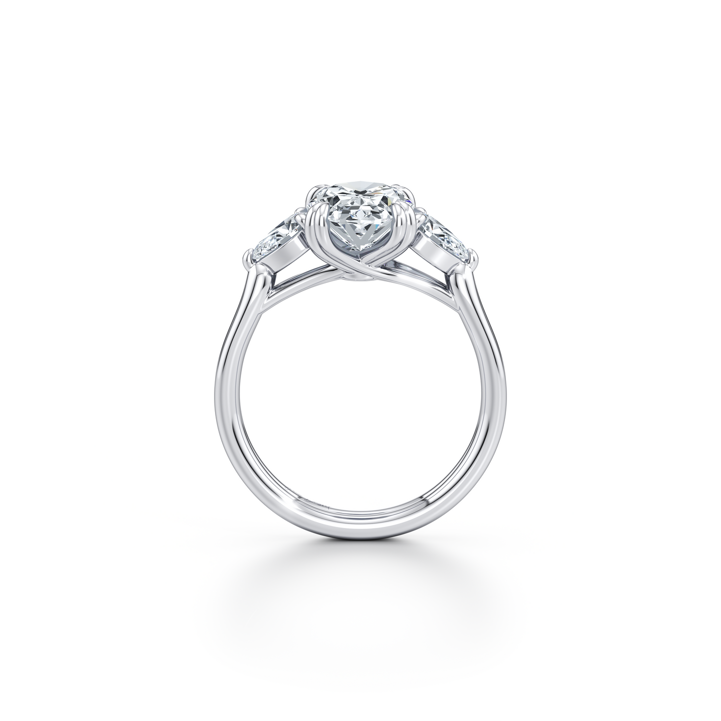 Elle Trapezoid Pear Three Stone Double Lab Diamond Engagement Ring - view 3