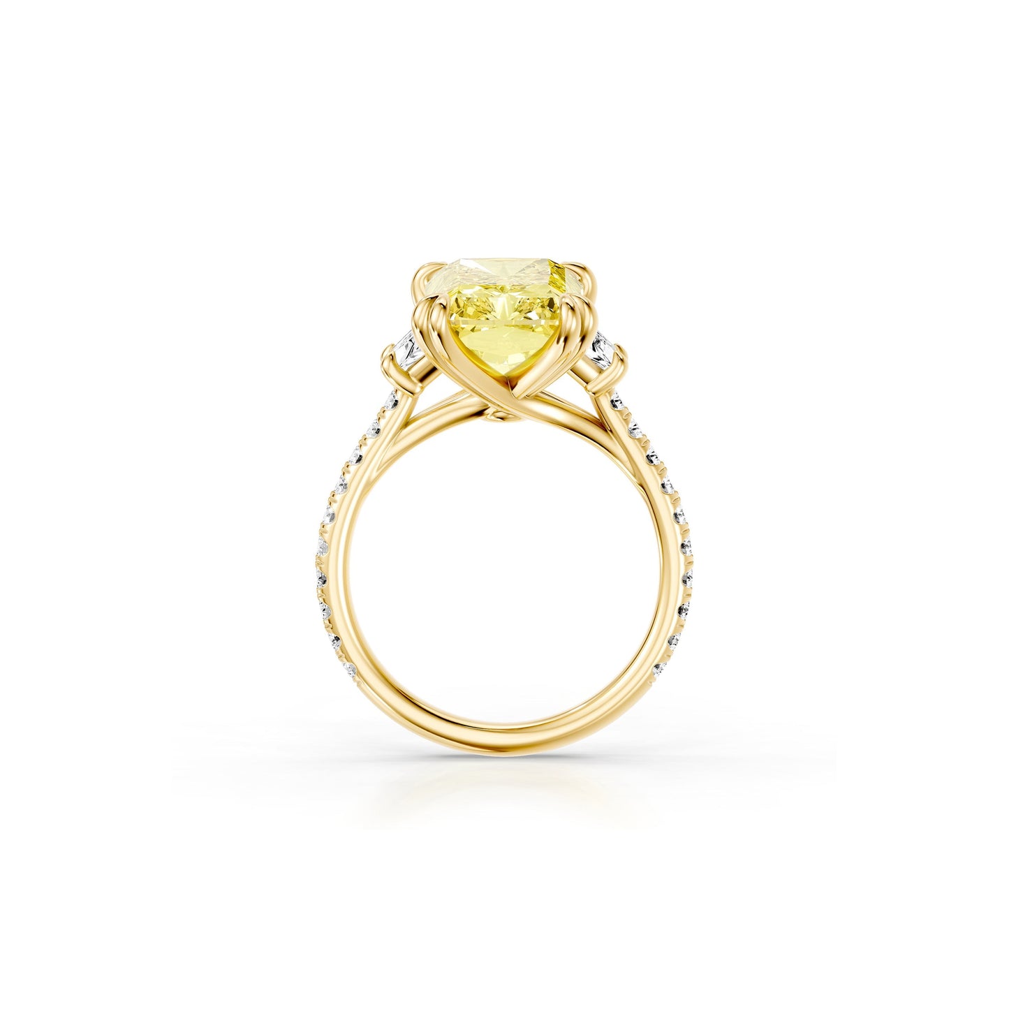 Elle Radiant Lab Yellow Diamond Three Stone Engagement Ring - view 4