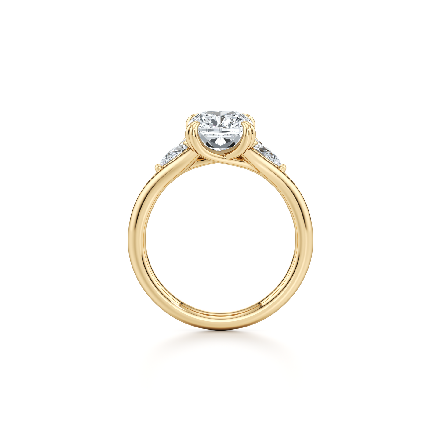 Jane Elongated Cushion Cut Three Stone Lab Diamond Engagement Ring - view 4
