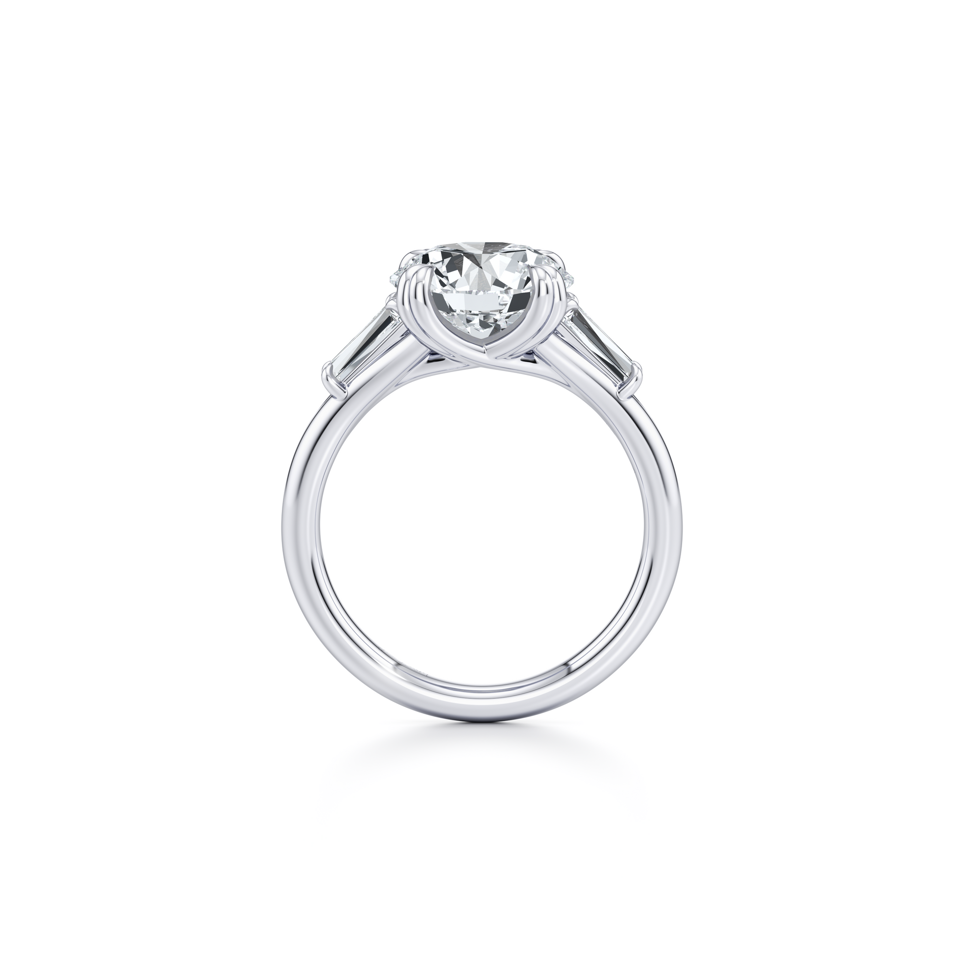 Jane Tapered Baguette Round Three Stone Lab Diamond Engagement Ring - view 4
