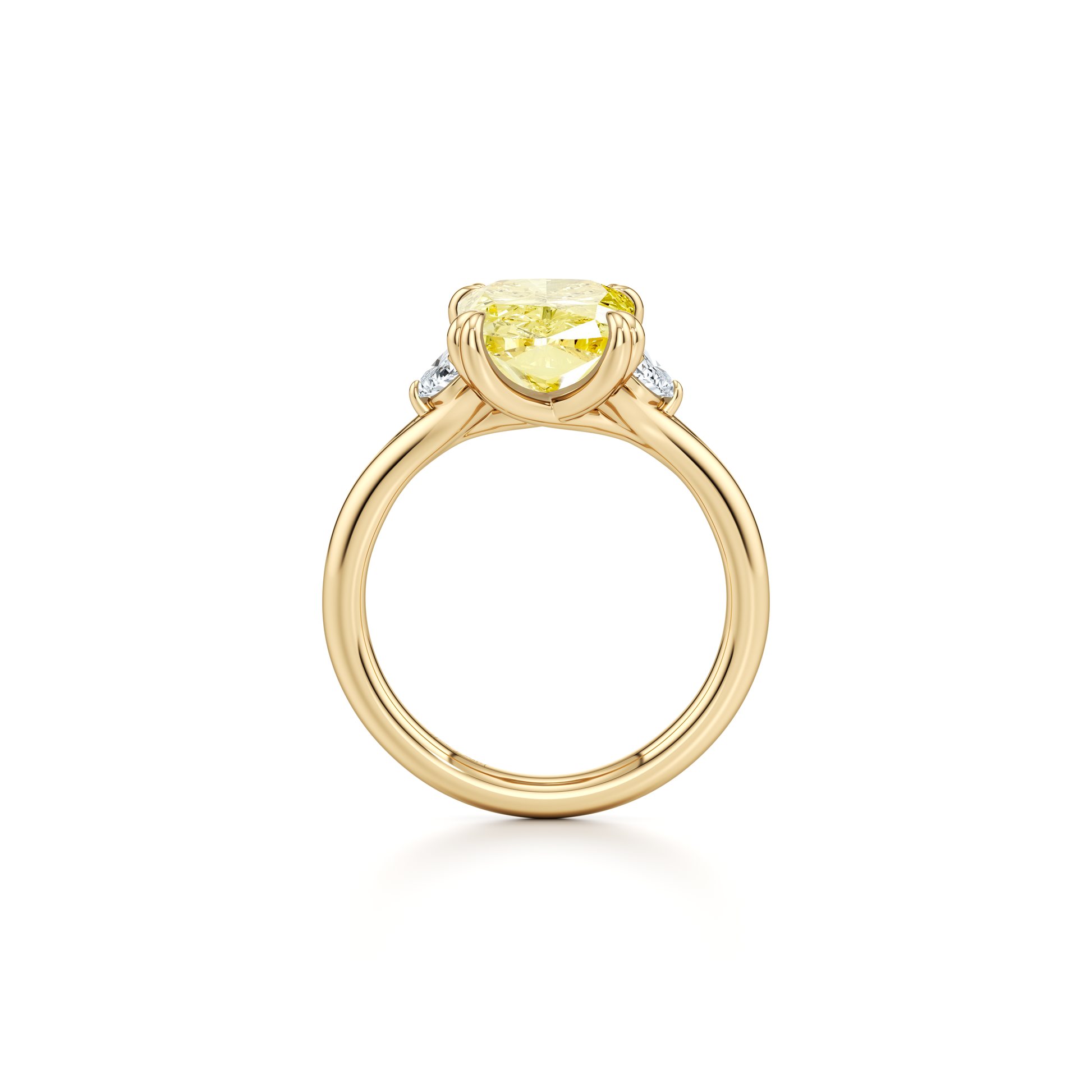 Jane Elongated Cushion Cut Yellow Diamond Three Stone Engagement Ring - view 4