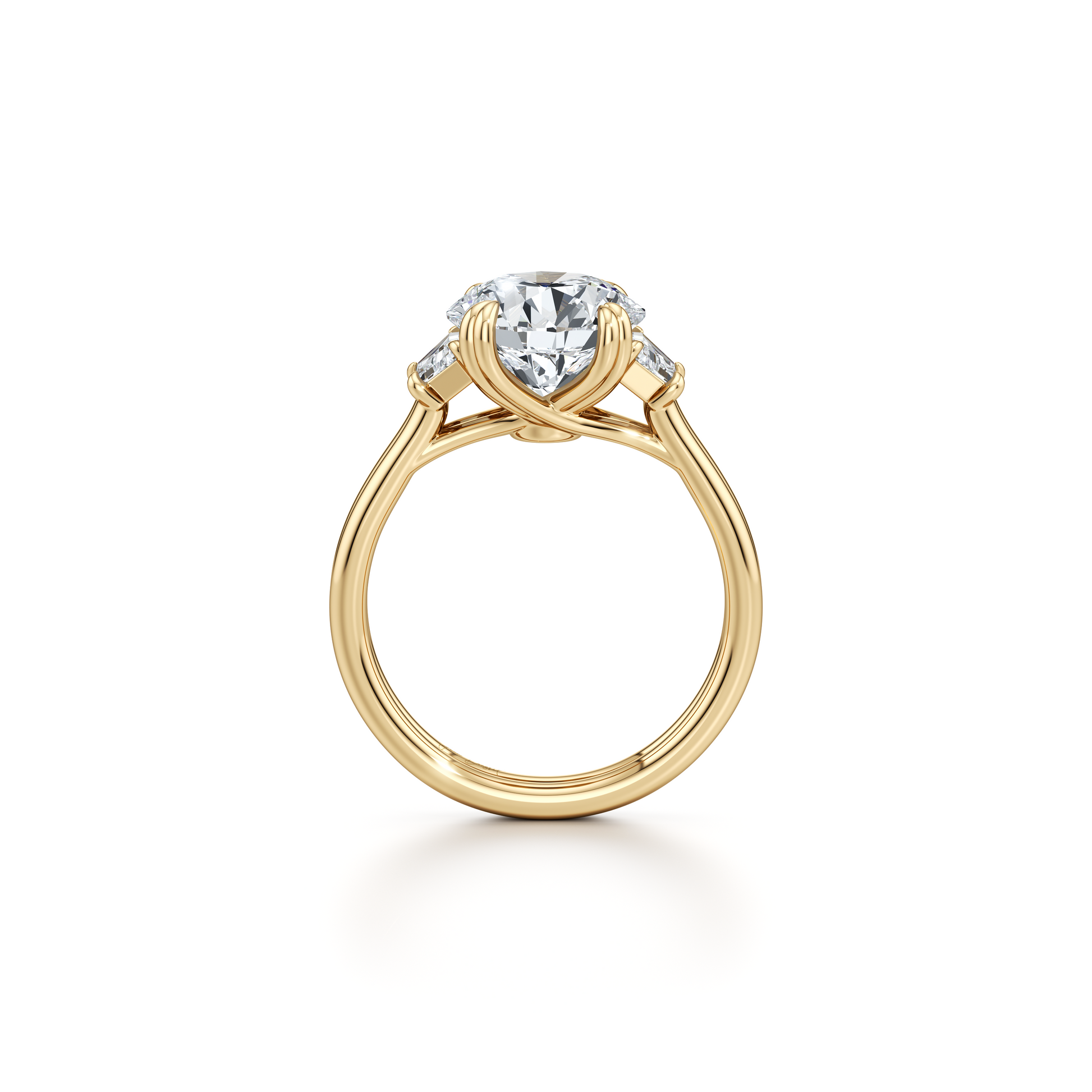Elle Trapezoid Cushion Three Stone Double Lab Diamond Engagement Ring - view 3