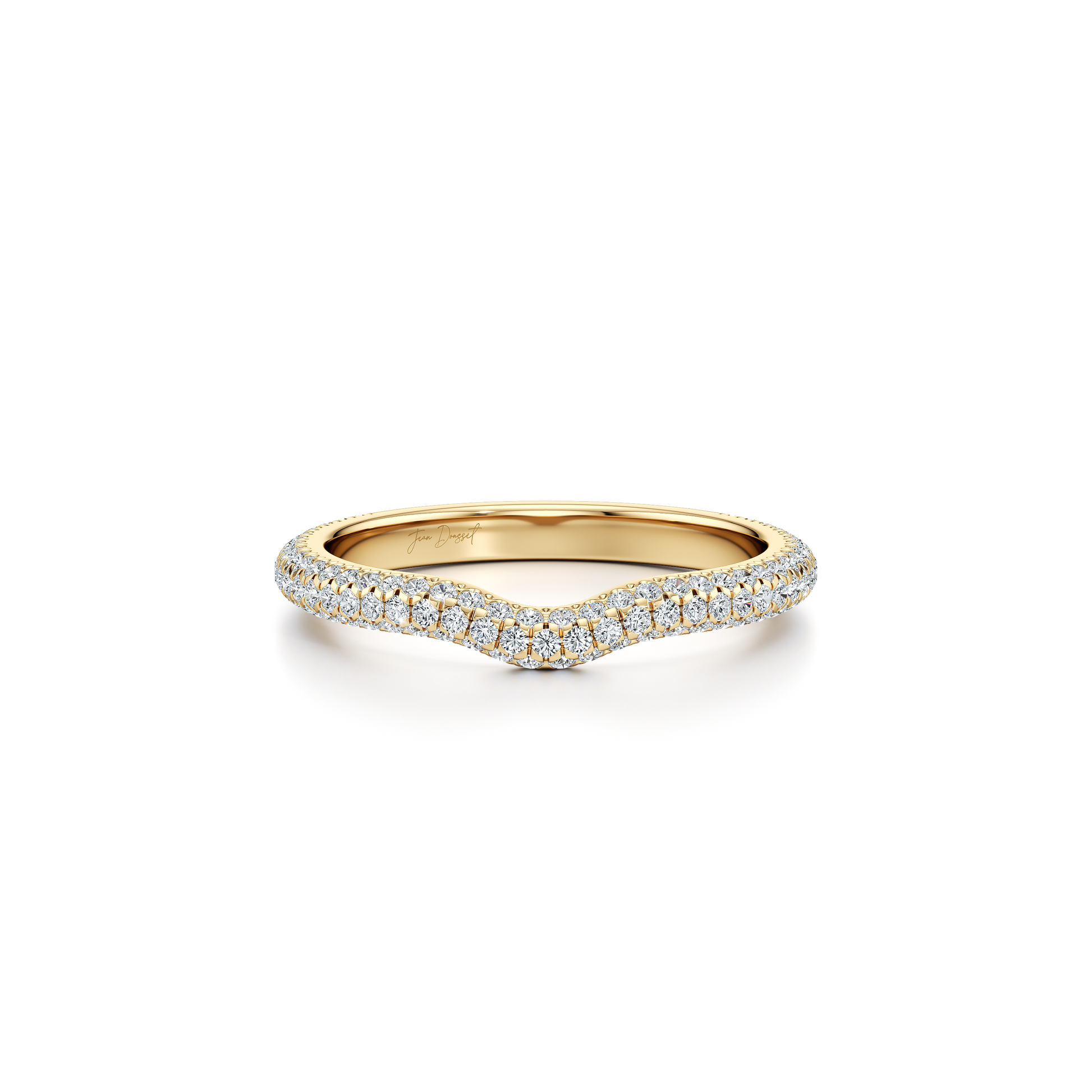 Contour Band - Three Rows Pave - view 12