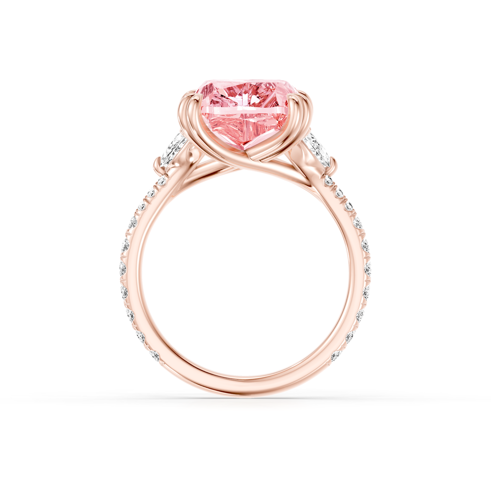 High Jewelry | Jane Cushion Pink Diamond Three Stone Engagement Ring - view 4