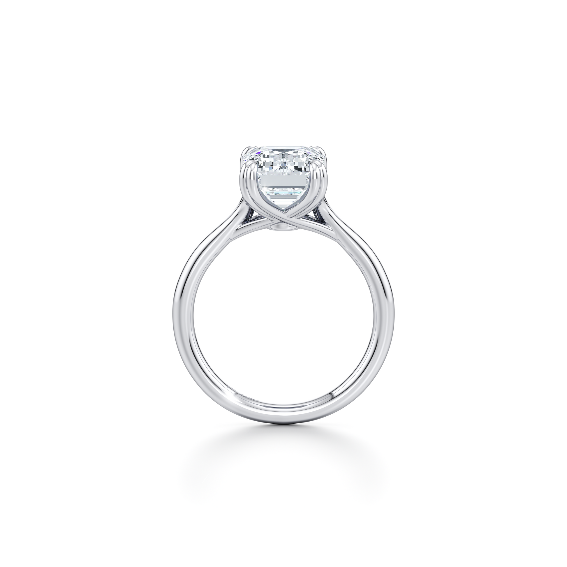 Elle Emerald Cut Solitaire Lab Diamond Engagement Ring - view 3