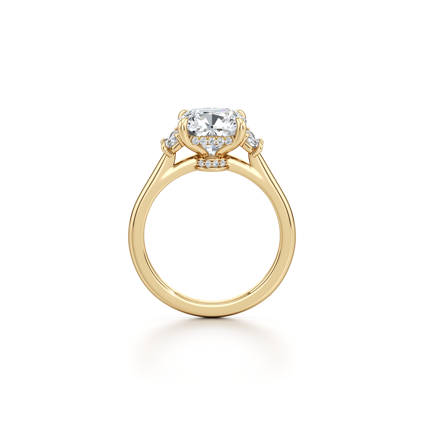 Chelsea Antique Cushion Cut Three Stone Lab Diamond Engagement Ring - view 7
