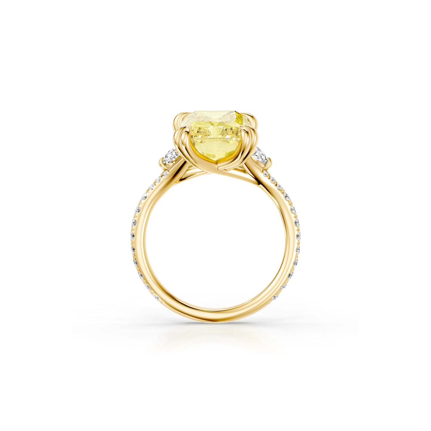 High Jewelry | Jane Radiant Yellow Diamond Three Stone Engagement Ring - view 9