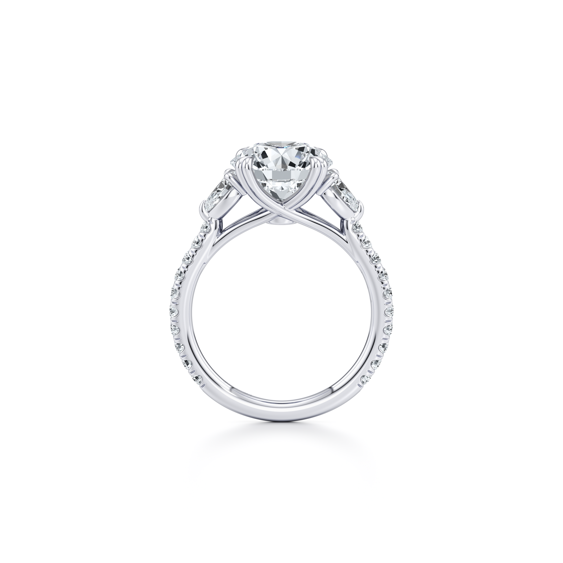 Elle Pear Pear Three Stone Lab Diamond Engagement Ring - view 3