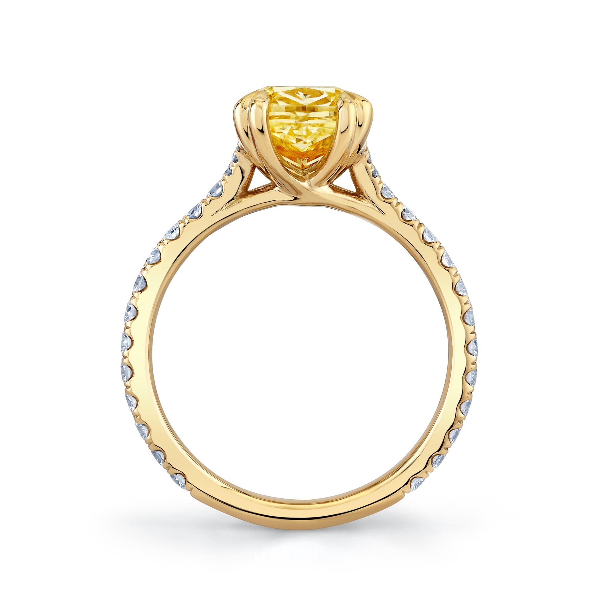 Elle Cushion Solitaire Lab Pink Diamond Engagement Ring - view 9