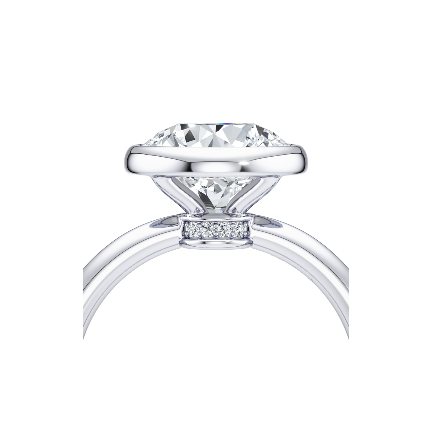 Audrey Bezel Round Solitaire Lab Diamond Engagement Ring - view 4