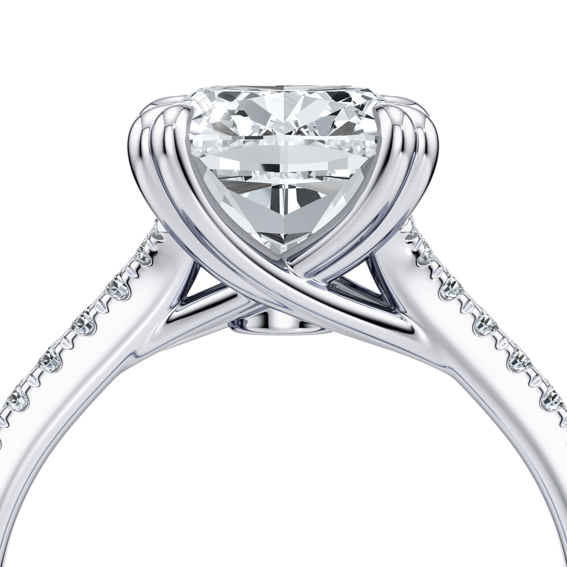 Elle Bezel Antique Cushion Solitaire Lab Diamond Engagement Ring - view 4