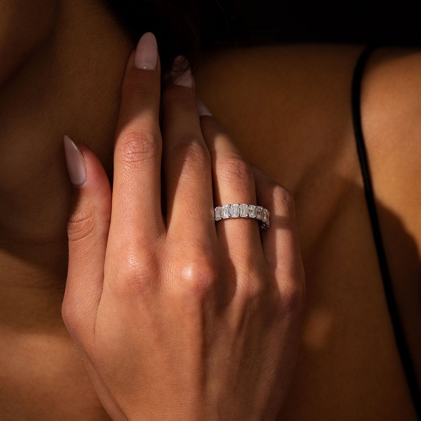 Olivia Large Emerald Lab Diamond Eternity Band - view 5