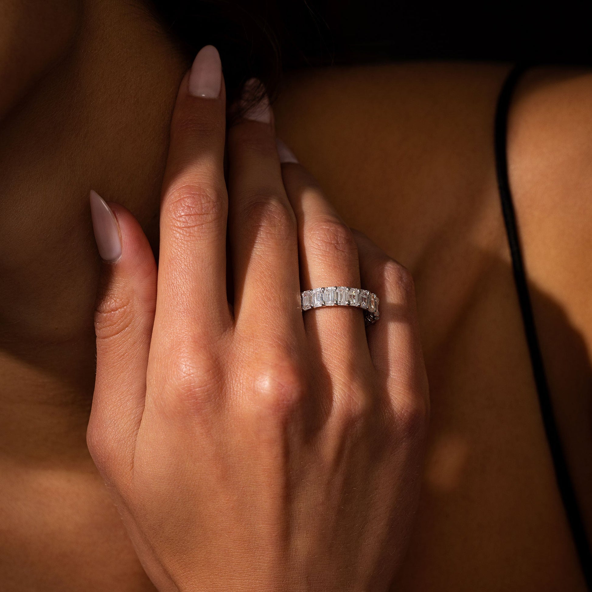 Olivia Large Emerald Lab Diamond Eternity Band - view 5