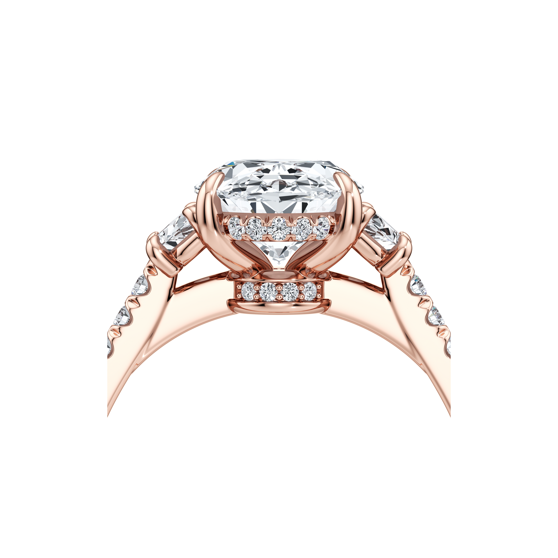 Chelsea Half Moon Oval Three Stone Lab Diamond Engagement Ring - view 4