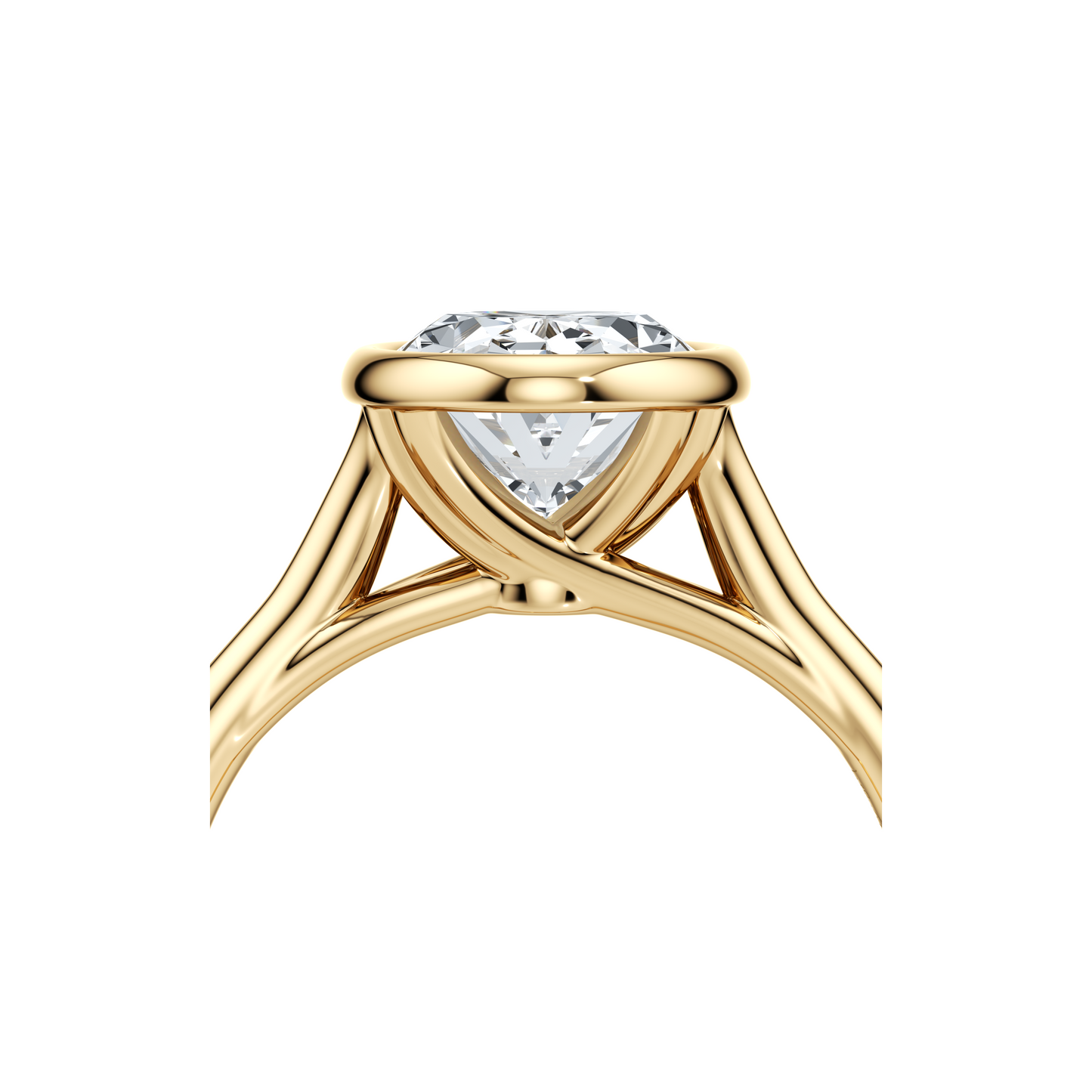 Elle Bezel Oval Cut Solitaire Lab Diamond Engagement Ring - view 4