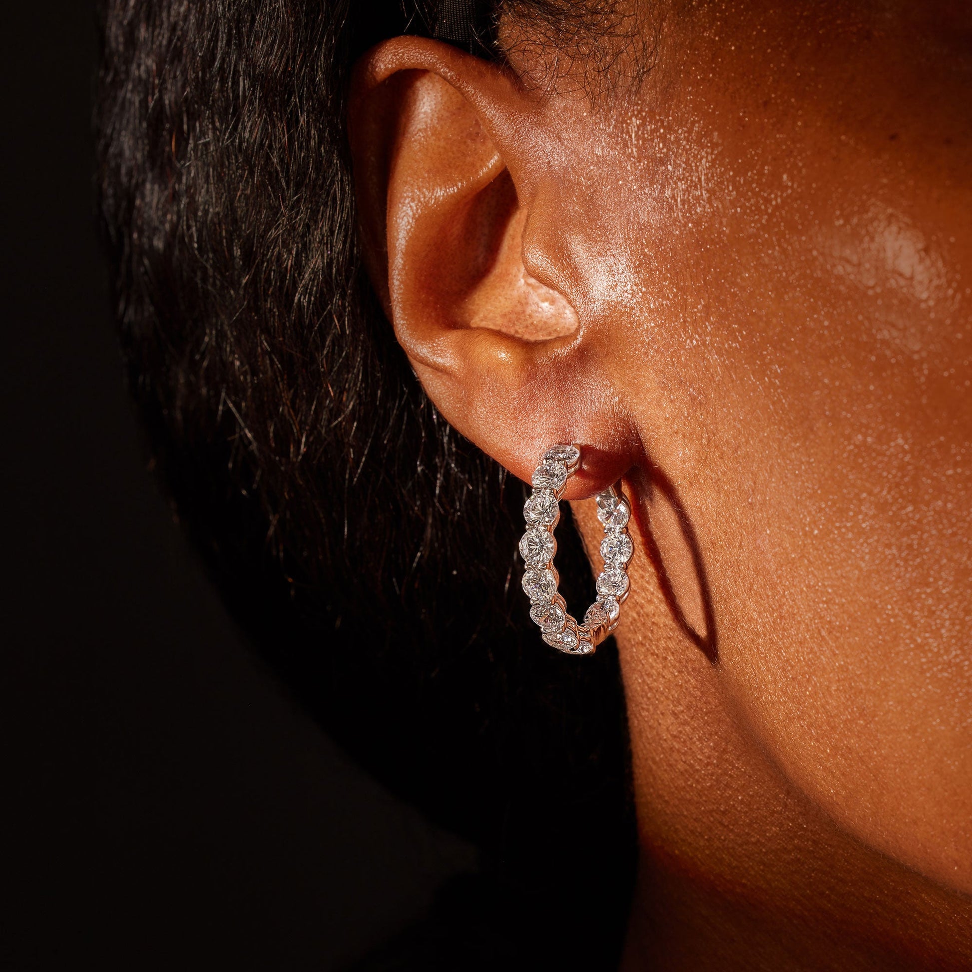 Olivia Emerald Lab Diamond Bold Inside Out Hoops - view 5