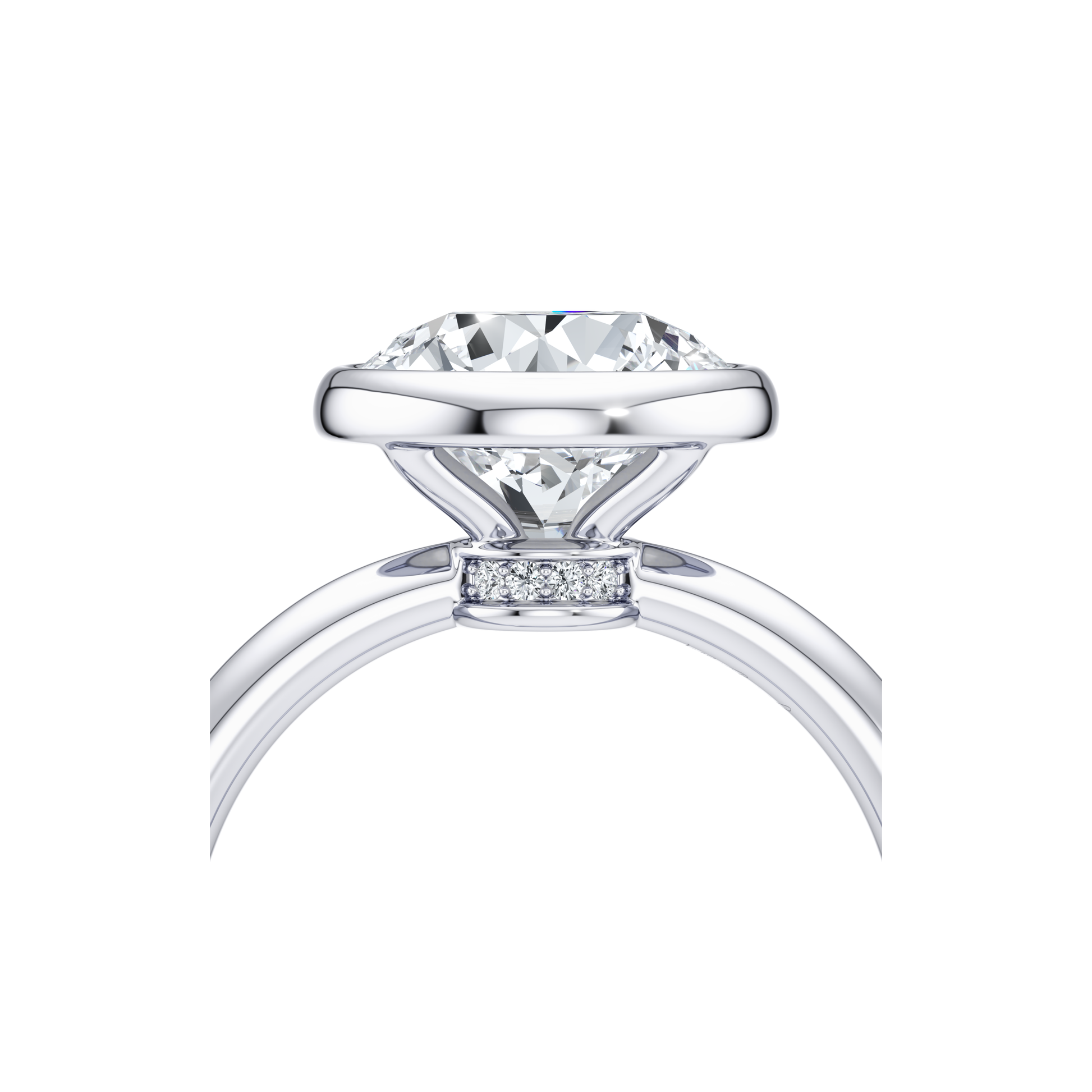 Audrey Bezel Radiant Solitaire Lab Diamond Engagement Ring - view 4