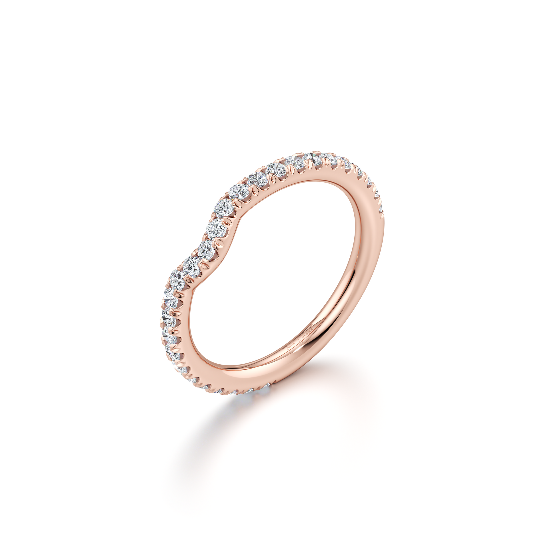 Contour Band - Three Rows Pave - view 5