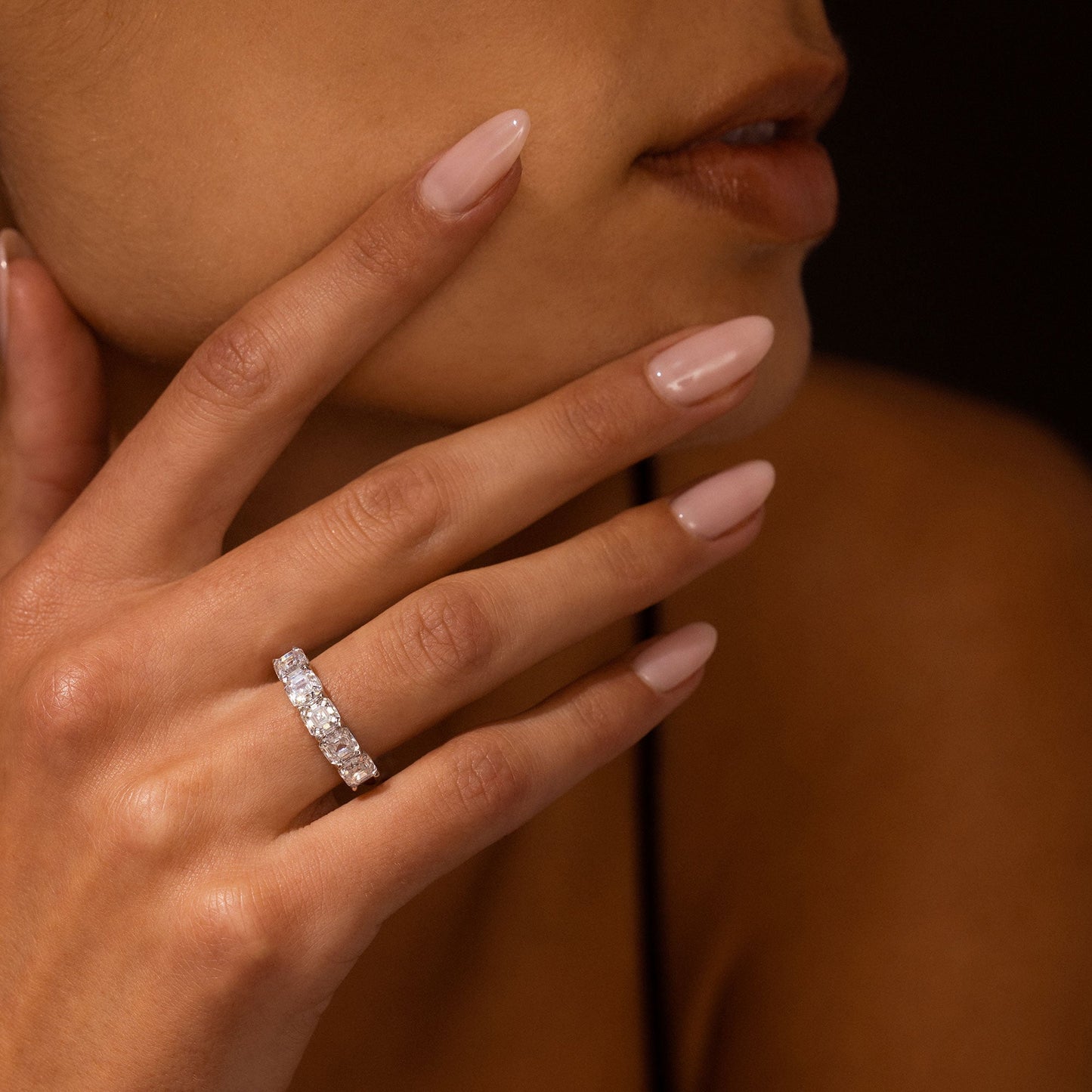 Olivia 5-Stone Asscher Lab Diamond Band - view 5