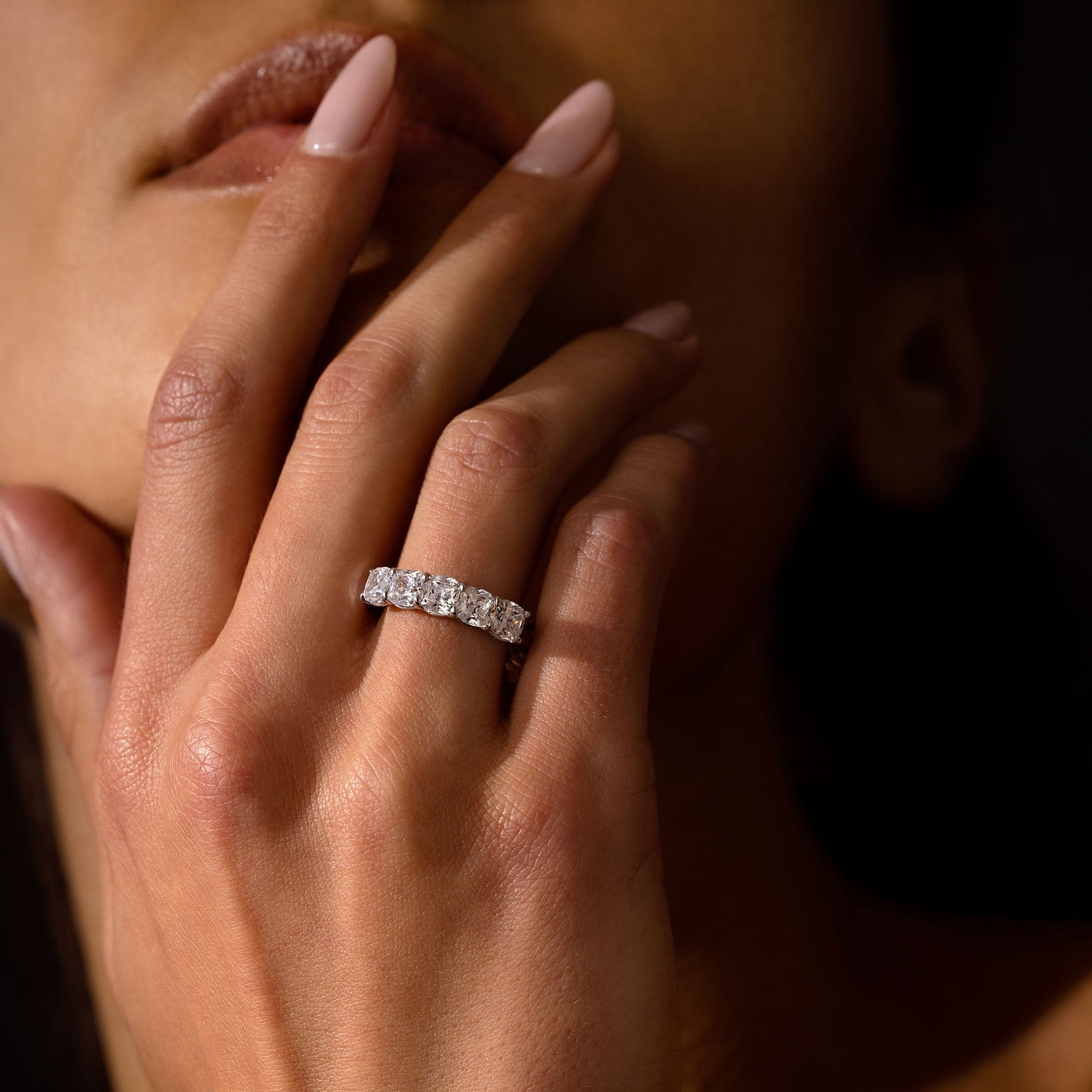 Olivia 5-Stone Cushion Lab Diamond Band - view 5