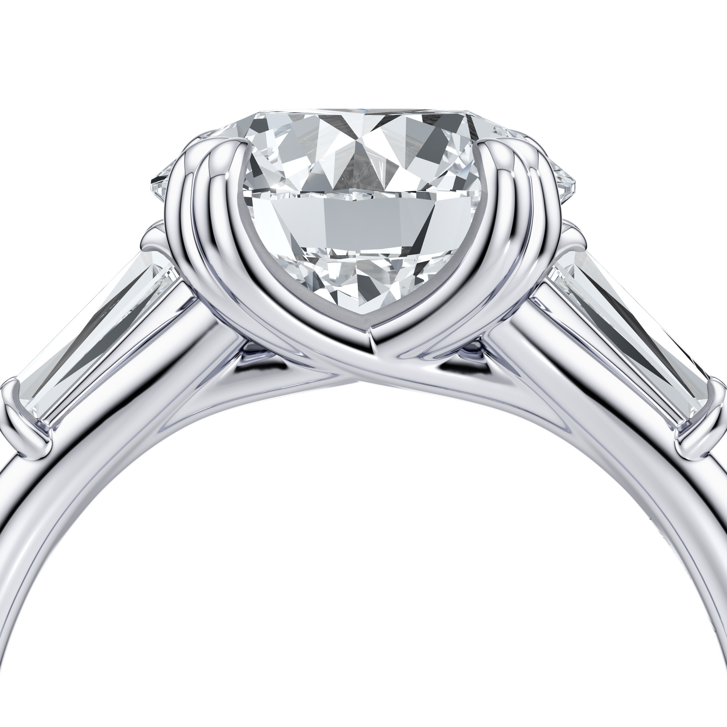 Jane Tapered Baguette Cushion Three Stone Lab Diamond Engagement Ring - view 5