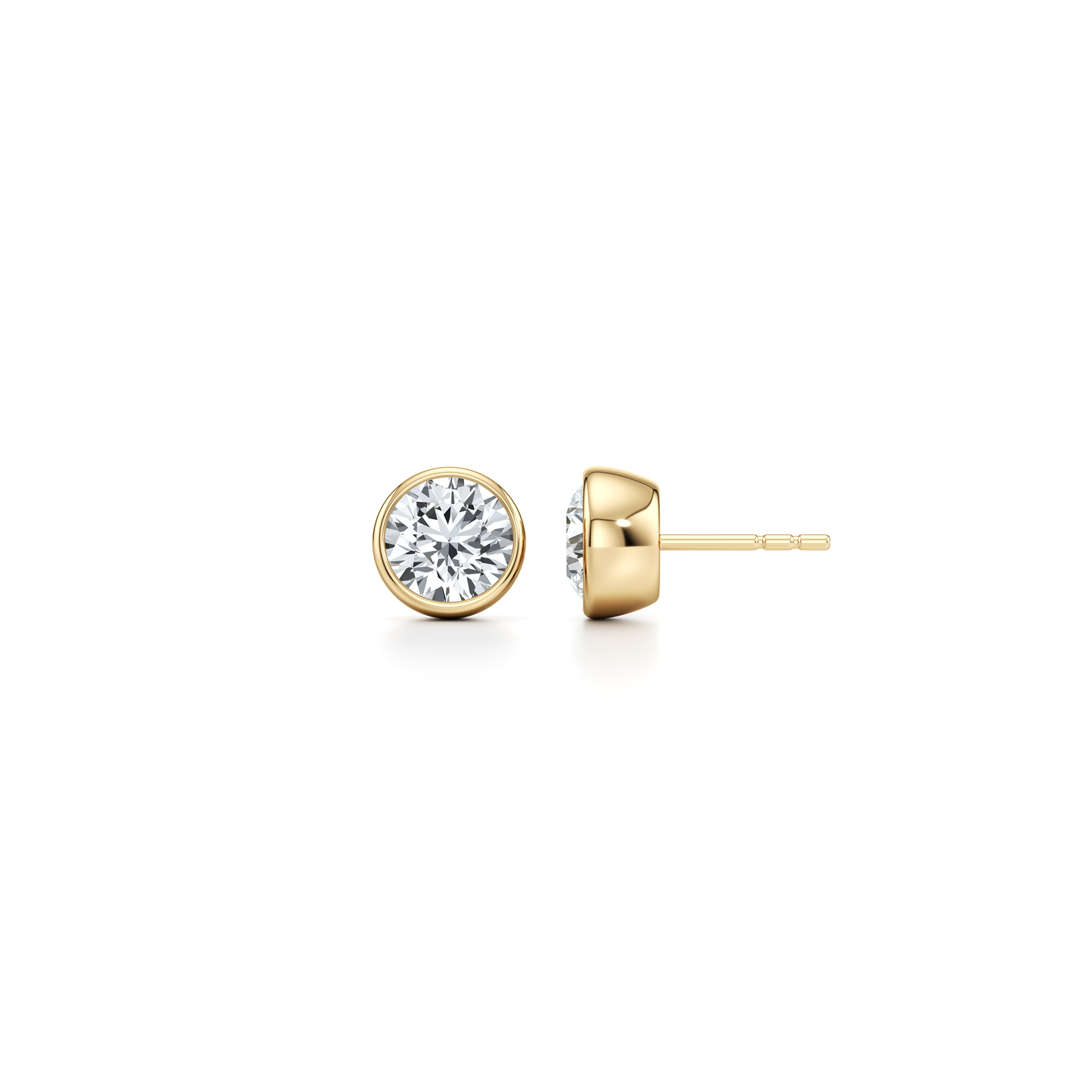 Bezel Set Lab Diamond Round Brilliant Studs - view 5