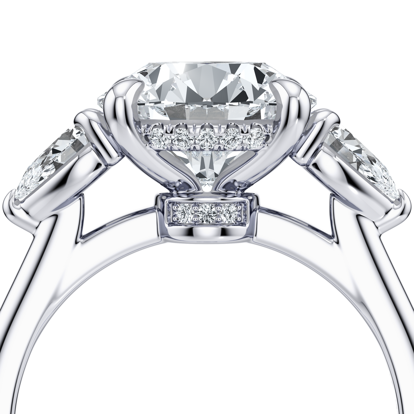 Chelsea Pear Pear Three Stone Lab Diamond Engagement Ring - view 7