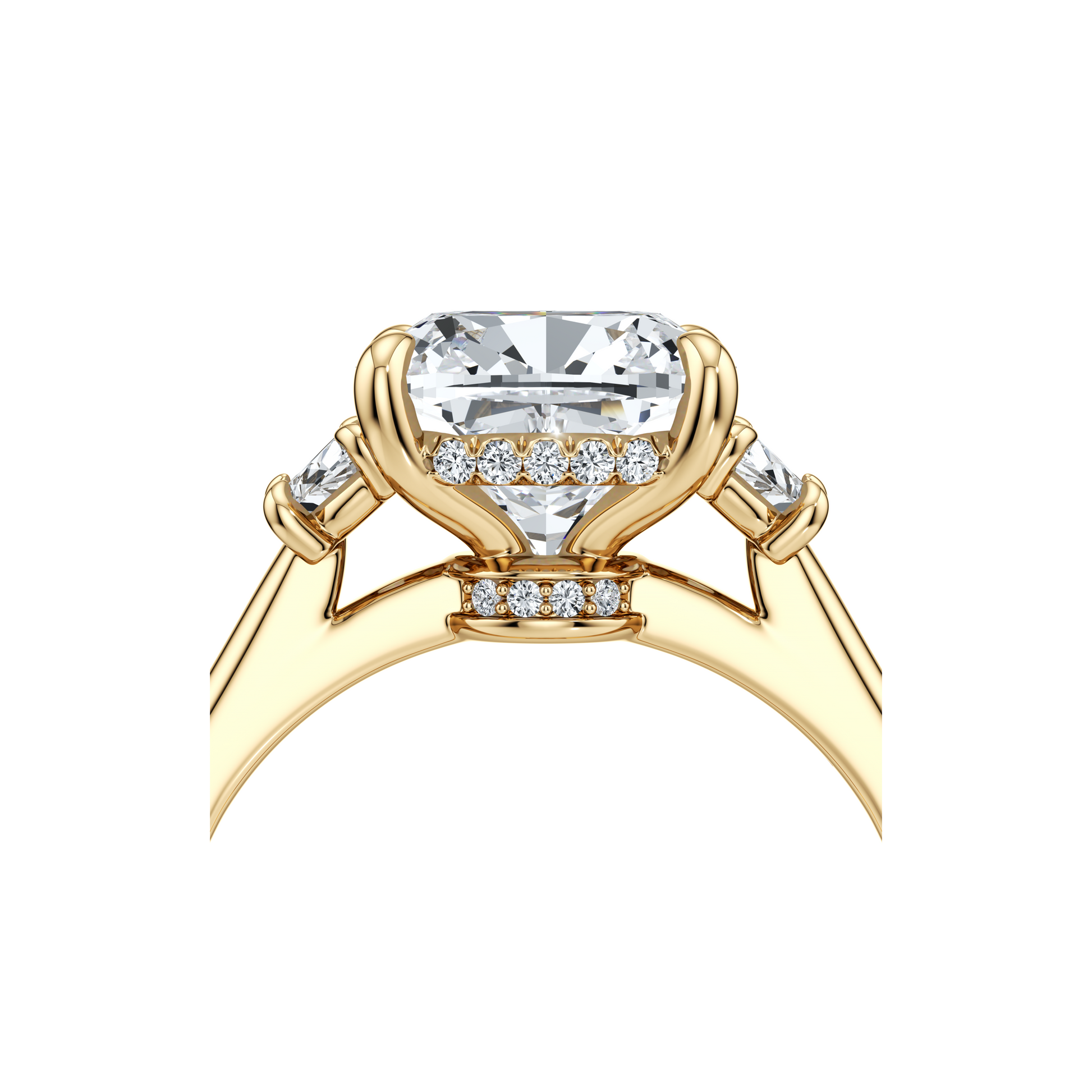 Chelsea Antique Cushion Cut Three Stone Lab Diamond Engagement Ring - view 4