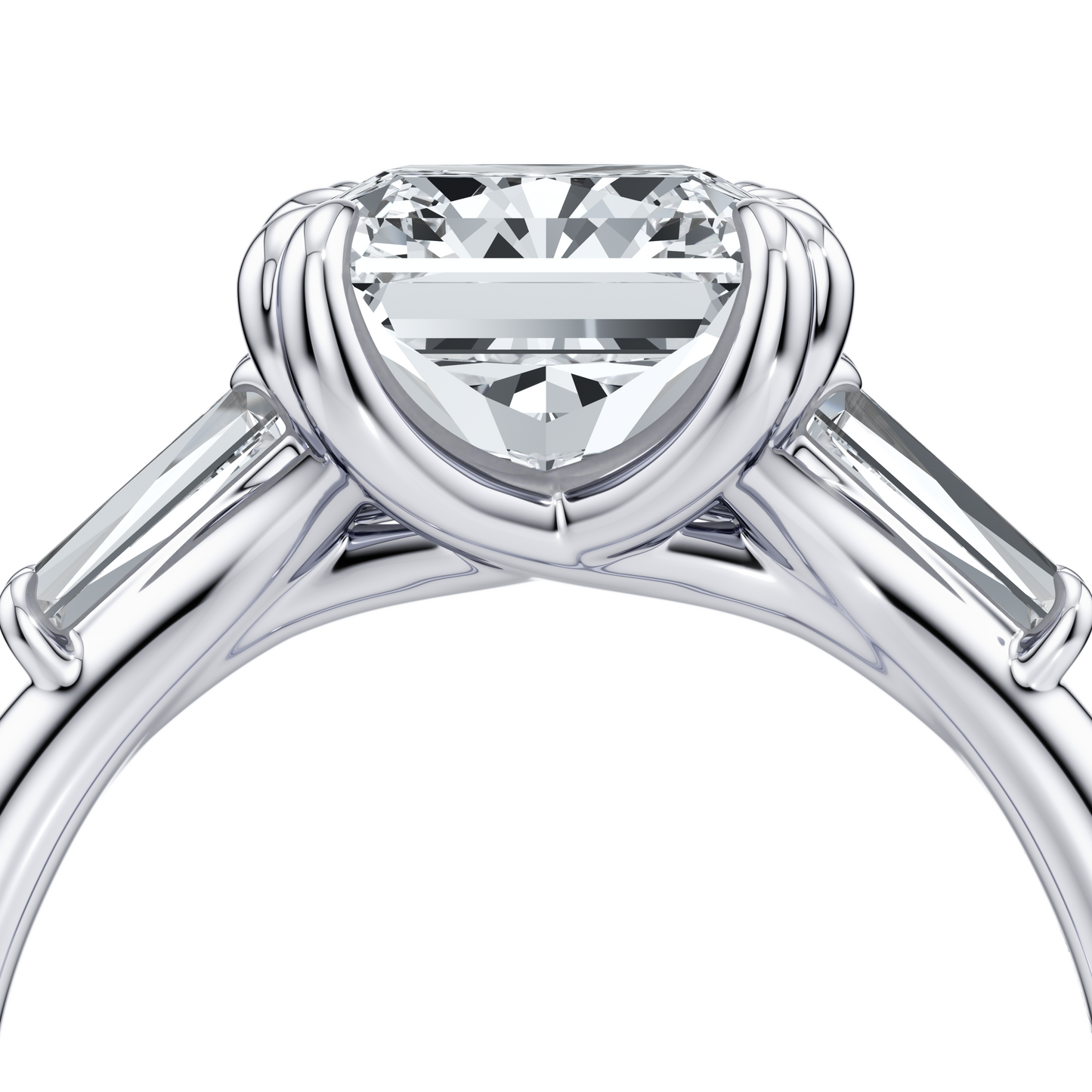 Jane Radiant Three Stone Engagement Ring - view 10