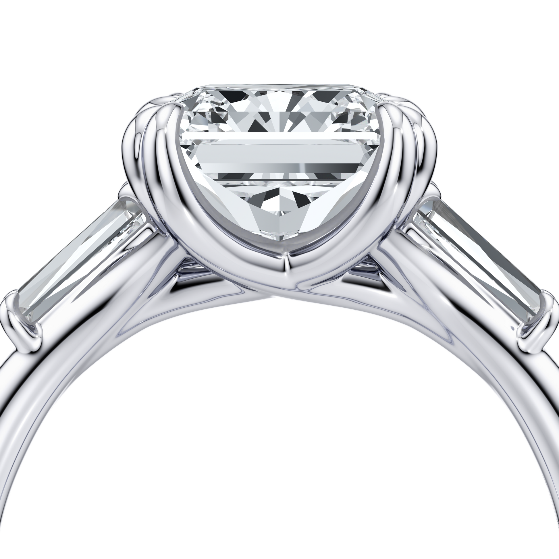 Jane Radiant Three Stone Engagement Ring - view 10
