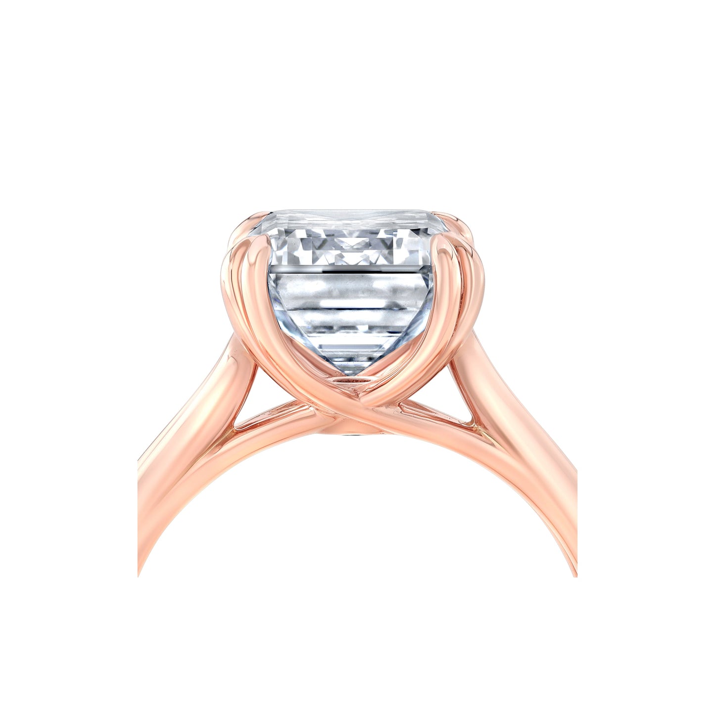 Elle Emerald Cut Solitaire Lab Diamond Engagement Ring - view 8