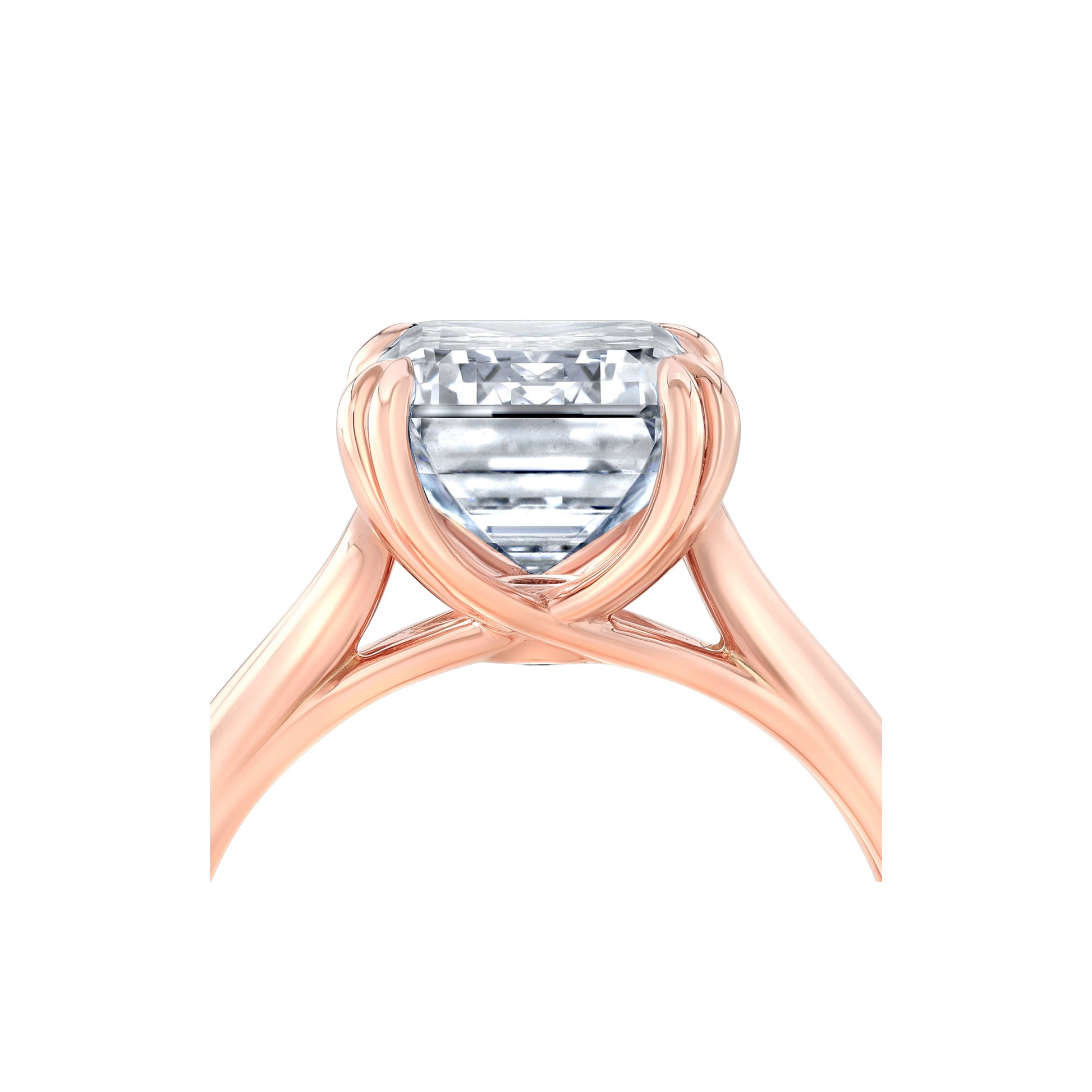 Elle Emerald Cut Solitaire Lab Diamond Engagement Ring - view 8