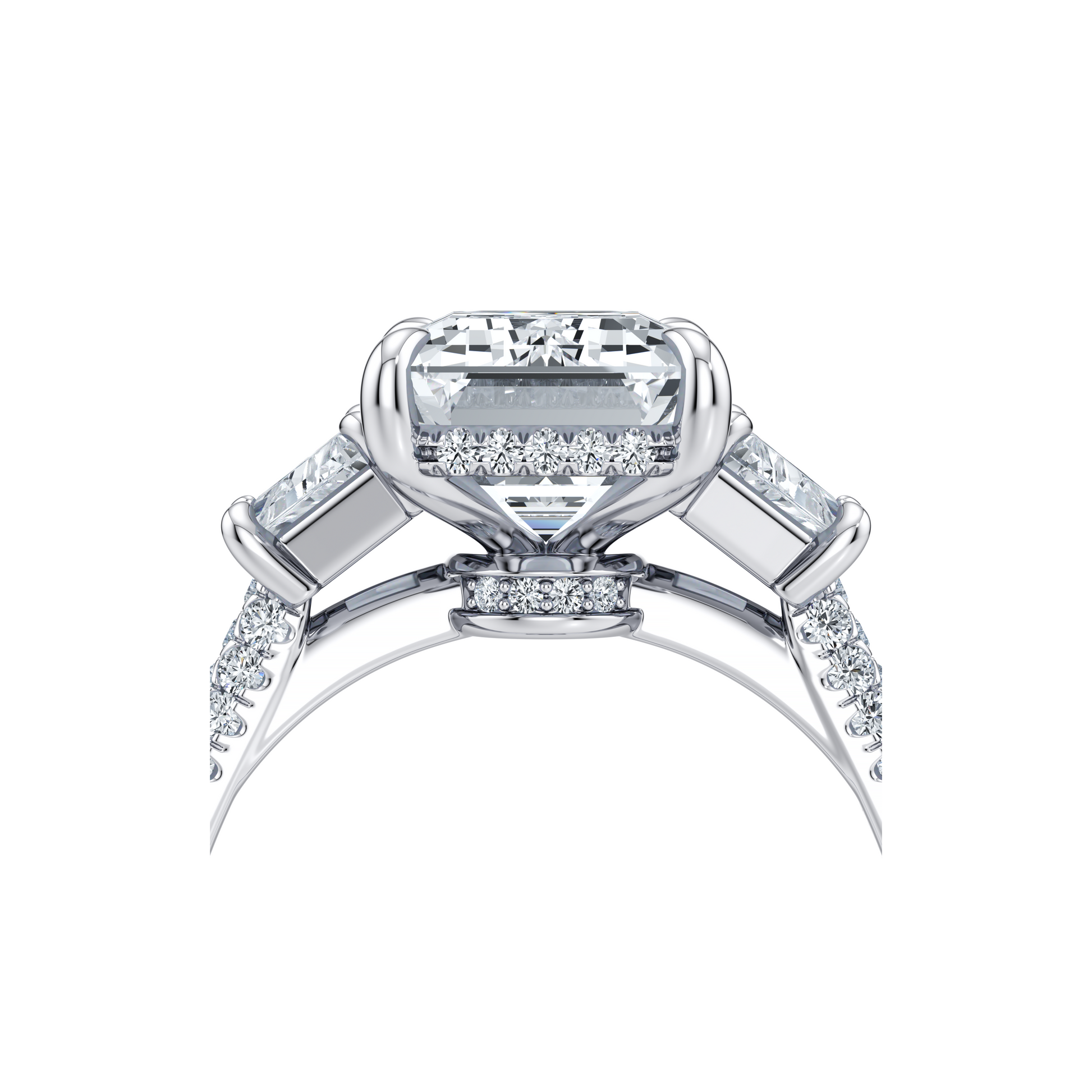 Chelsea Emerald Three Stone Engagement Ring - view 8