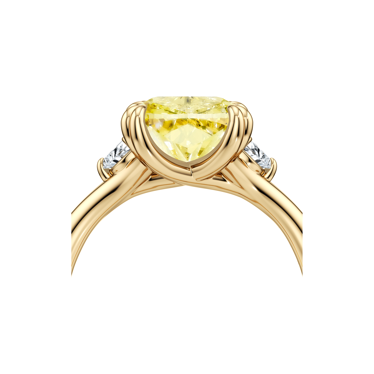 Jane Elongated Cushion Cut Yellow Diamond Three Stone Engagement Ring - view 5