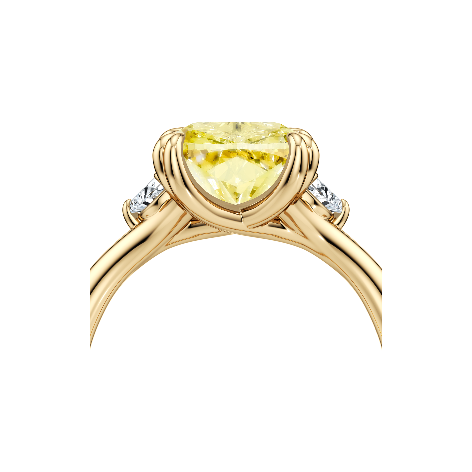 Jane Elongated Cushion Cut Yellow Diamond Three Stone Engagement Ring - view 5