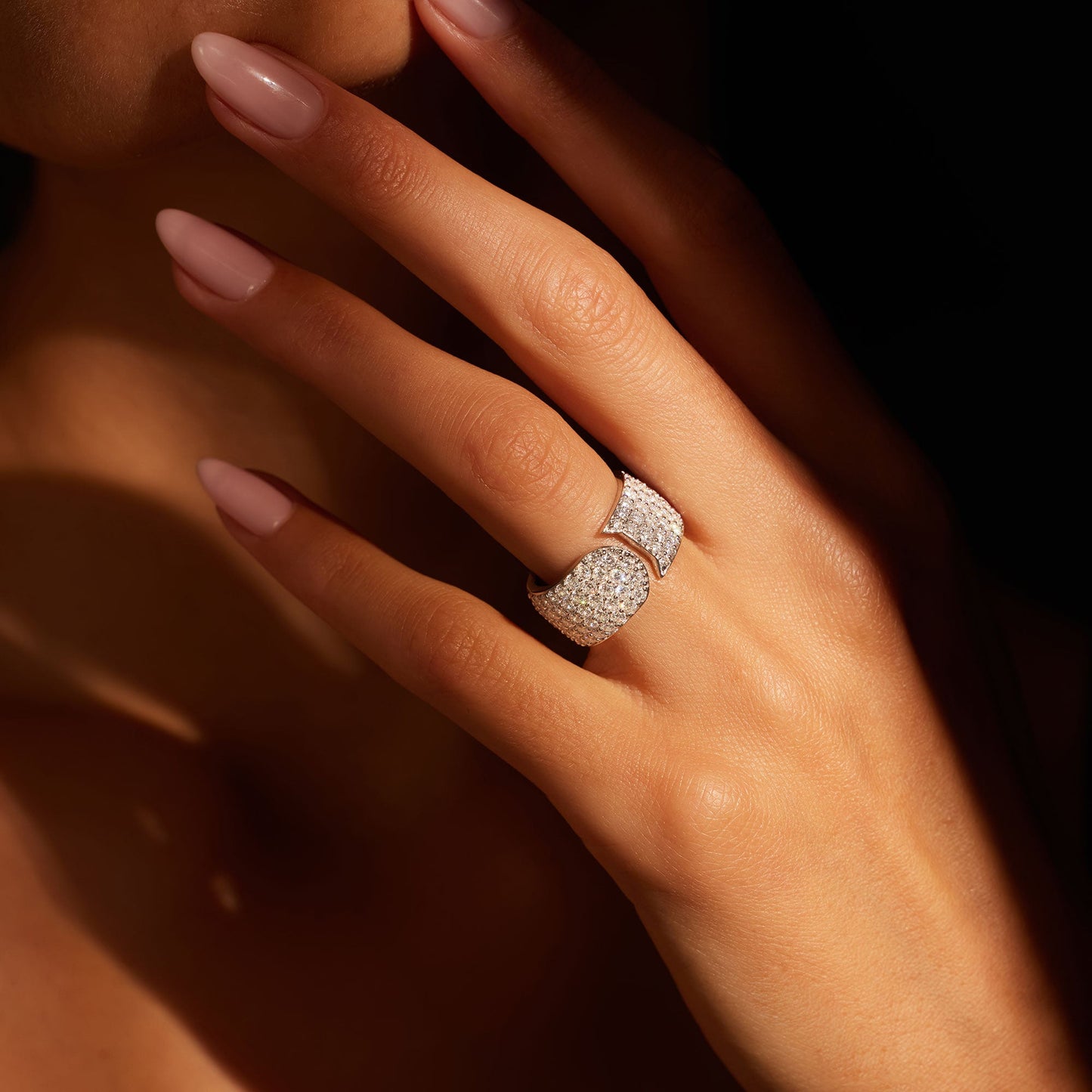 Saviera Quarter Round Pave Wrap Ring - view 5