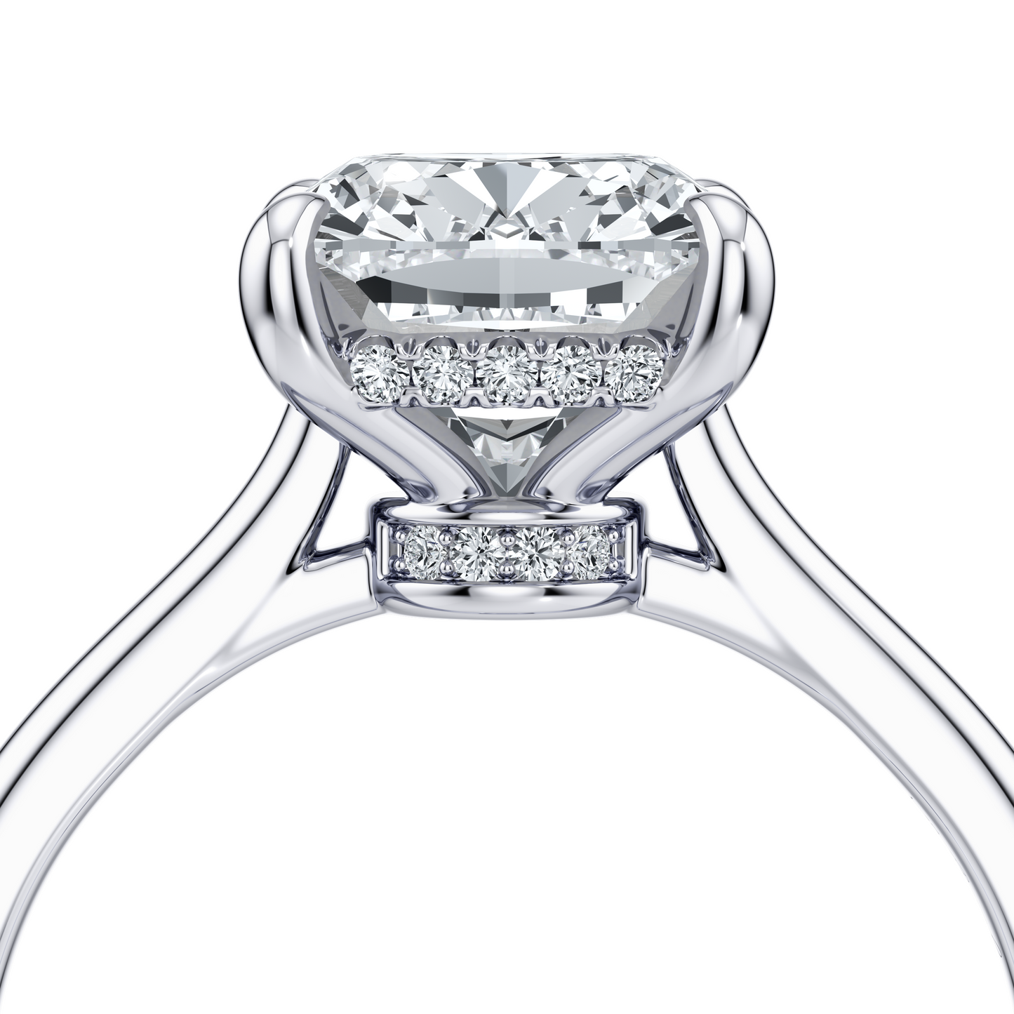 Chelsea Antique Cushion Solitaire Lab Diamond Engagement Ring - view 4