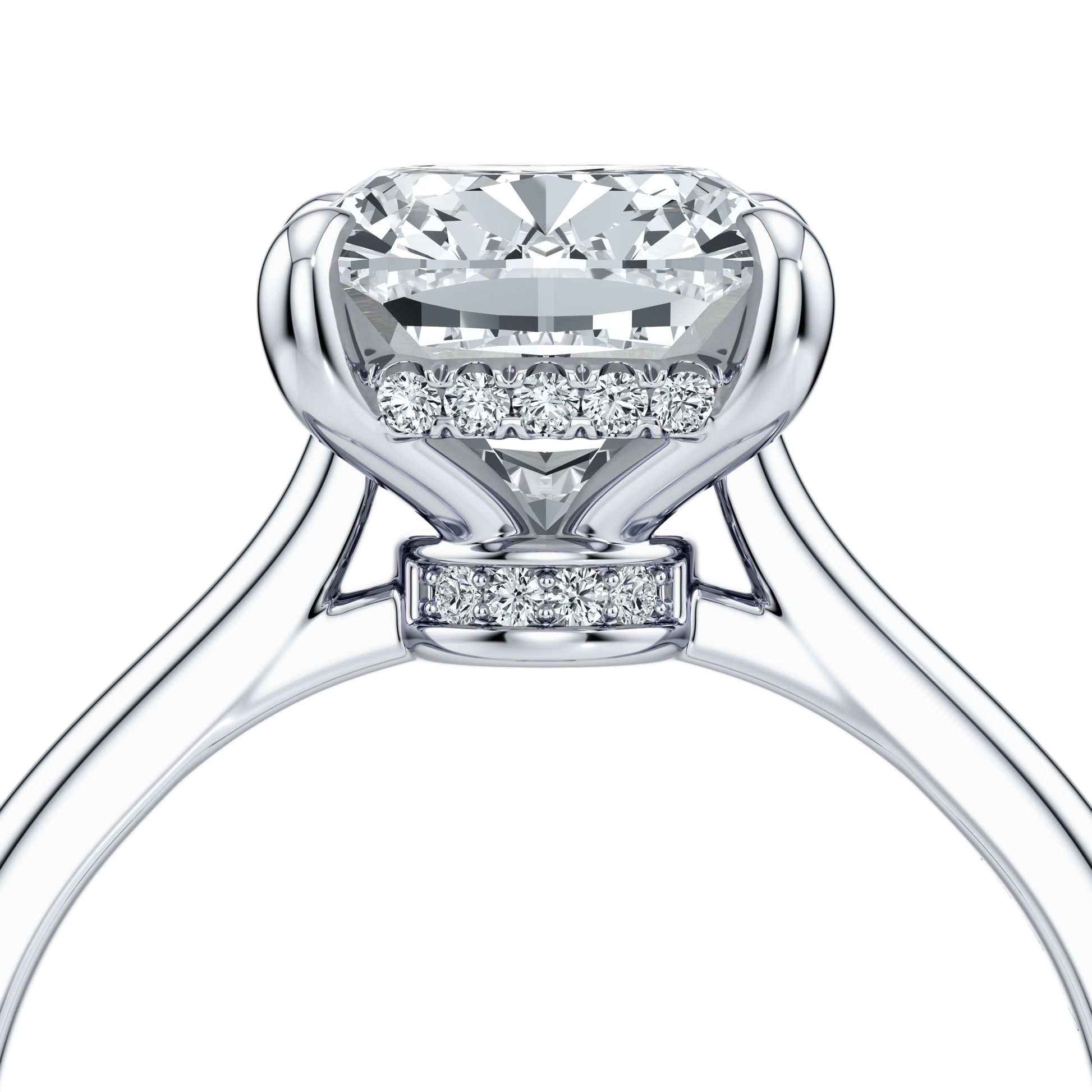 Chelsea Antique Cushion Solitaire Lab Diamond Engagement Ring - view 4