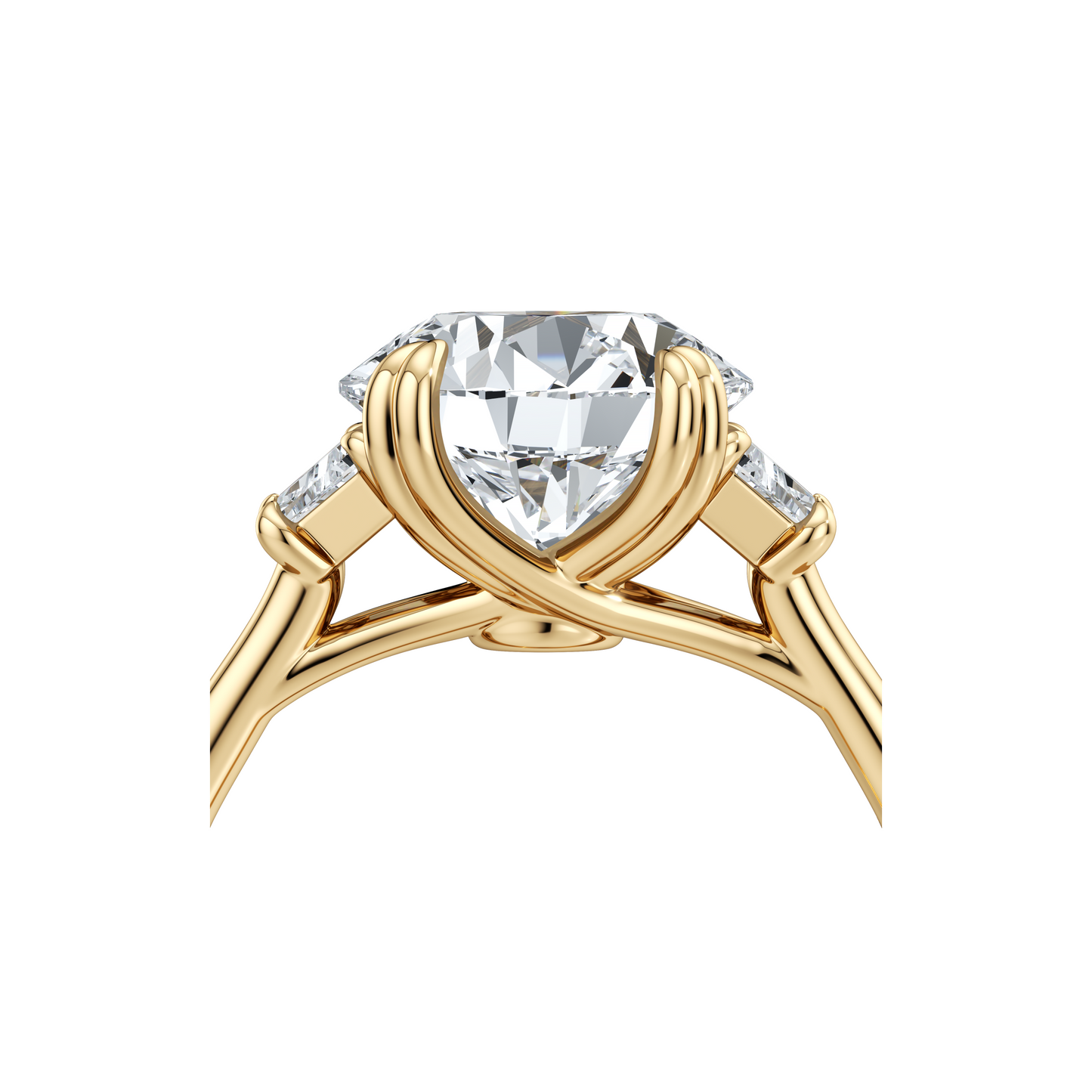 Elle Trapezoid Oval Three Stone Double Lab Diamond Engagement Ring - view 4