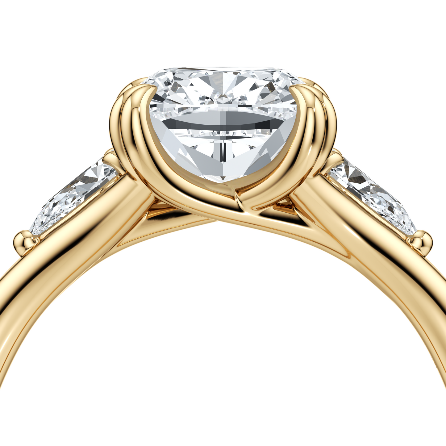 Jane Elongated Cushion Cut Three Stone Lab Diamond Engagement Ring - view 5