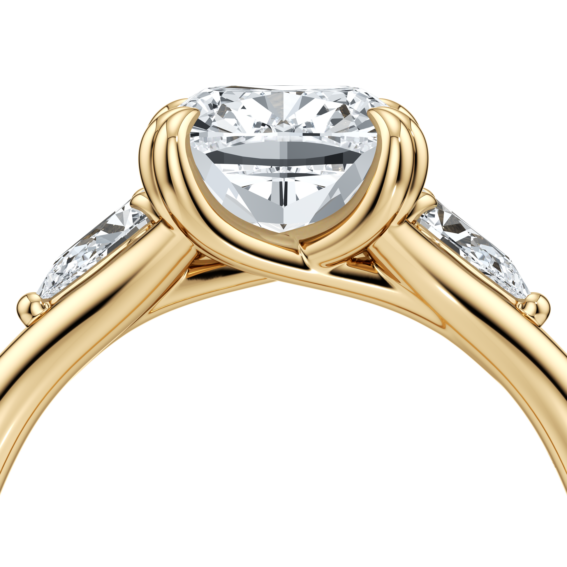 Jane Elongated Cushion Cut Three Stone Lab Diamond Engagement Ring - view 5