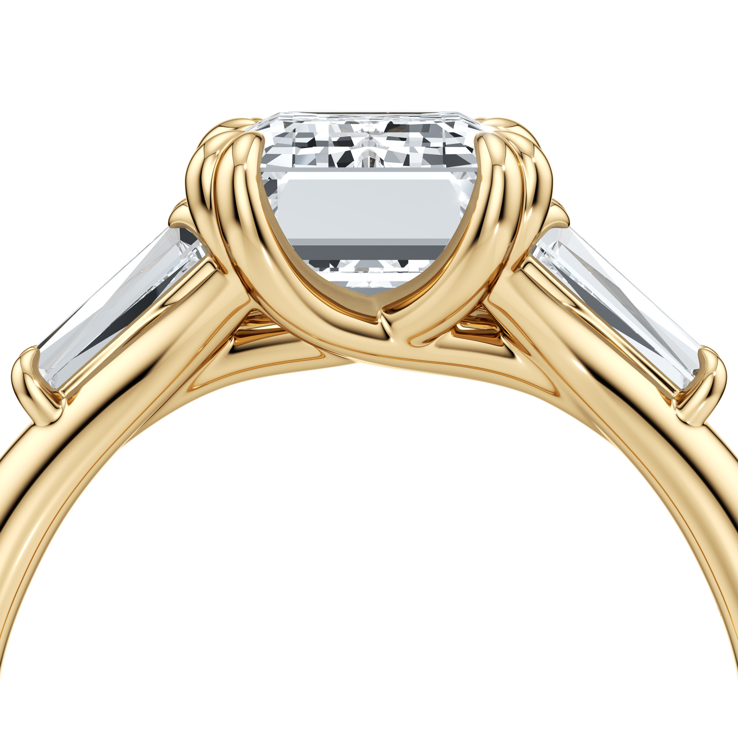 Jane Emerald Three Stone Engagement Ring - view 12