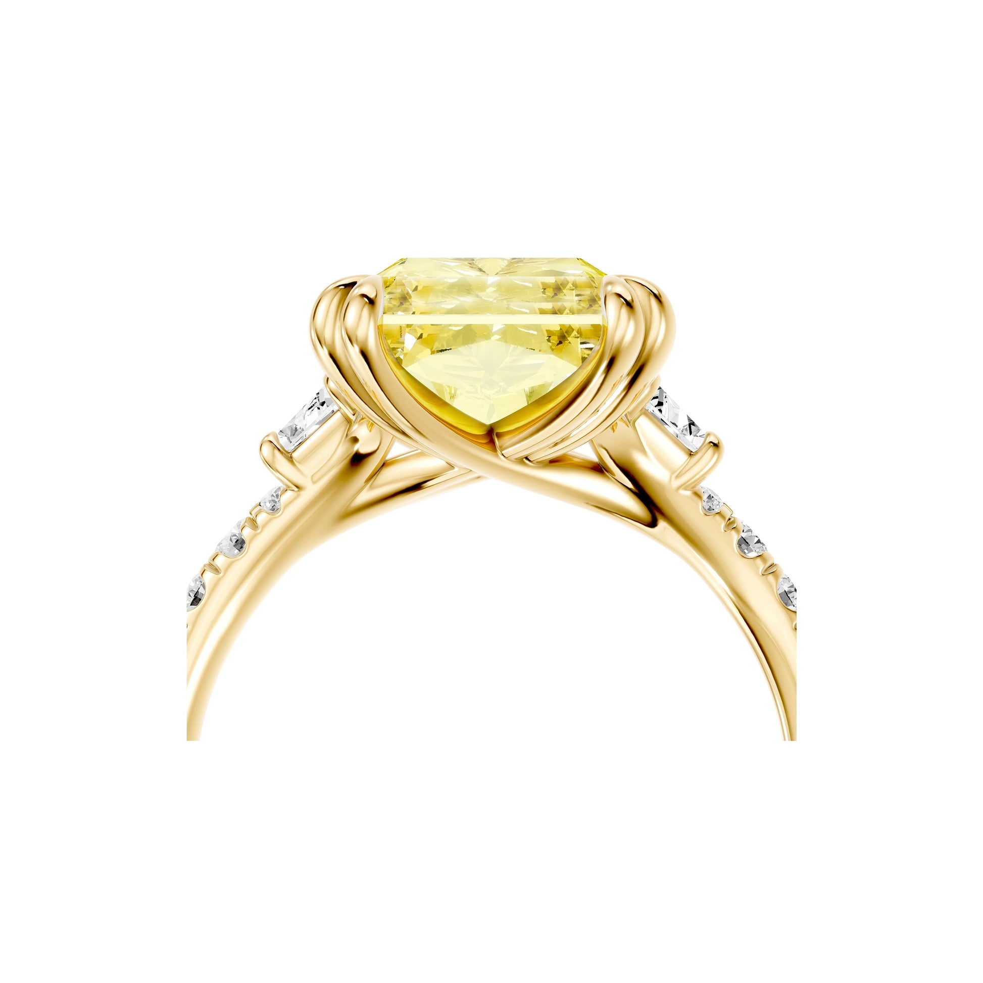 High Jewelry | Jane Radiant Yellow Diamond Three Stone Engagement Ring - view 5