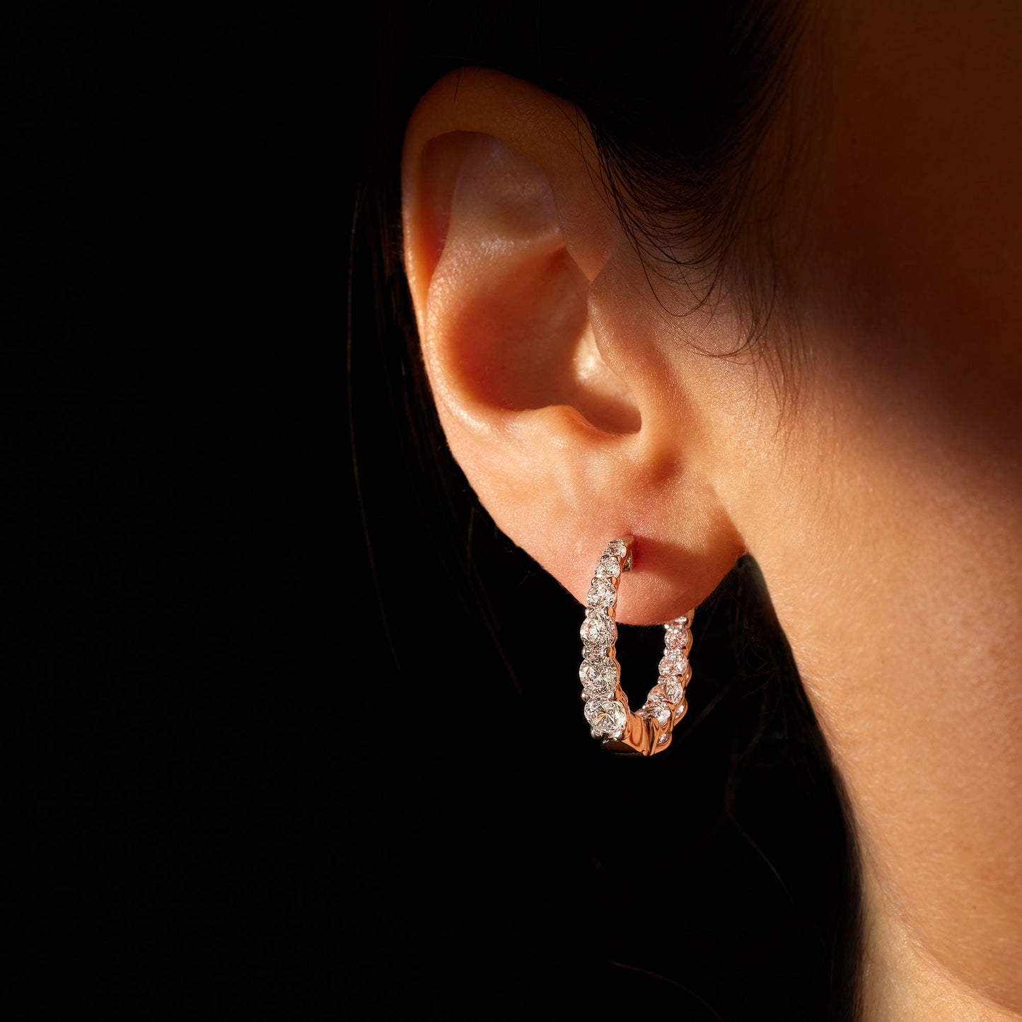 Olivia Lab Diamond Graduated Hoops - view 5