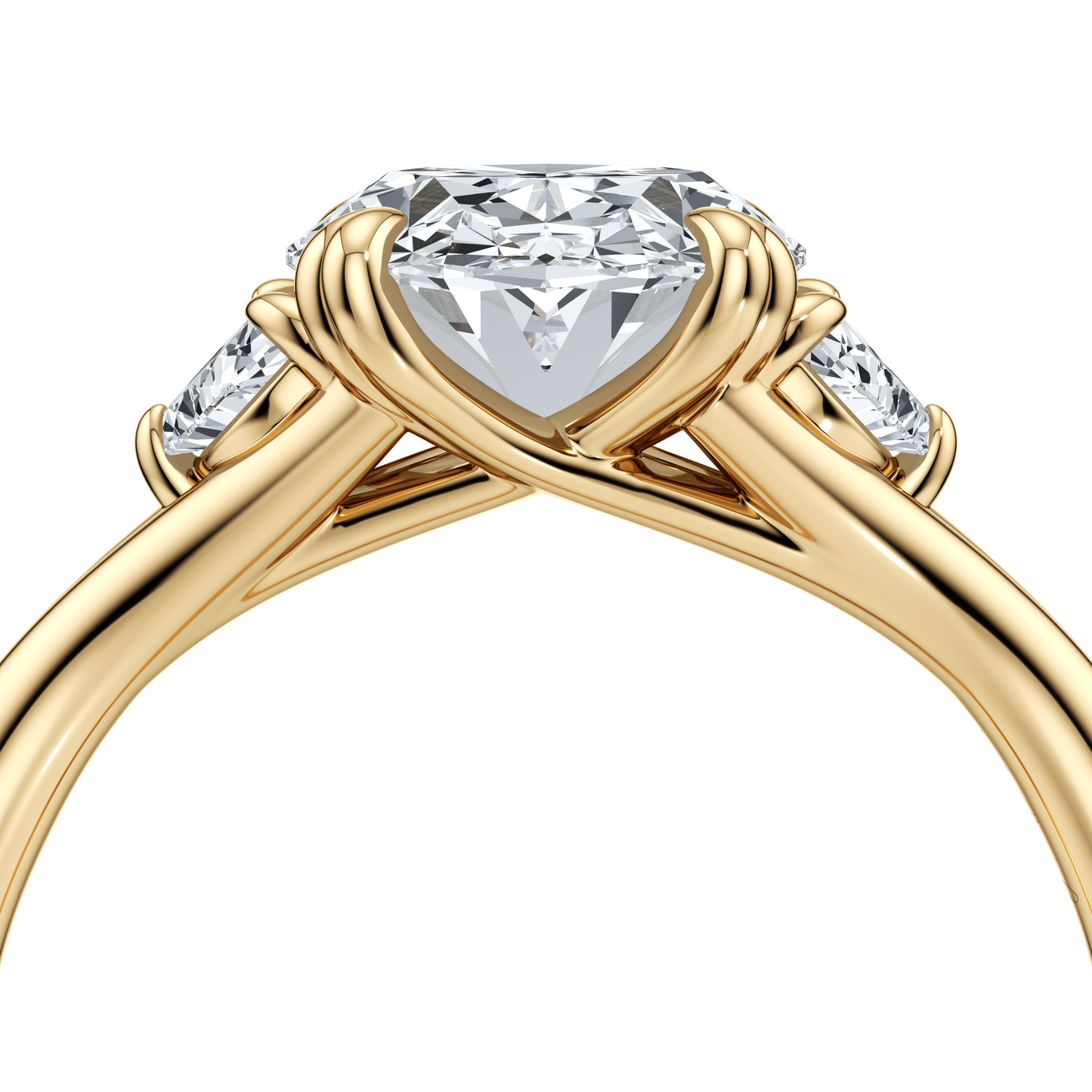 Jane Oval Three Stone Engagement Ring - view 5