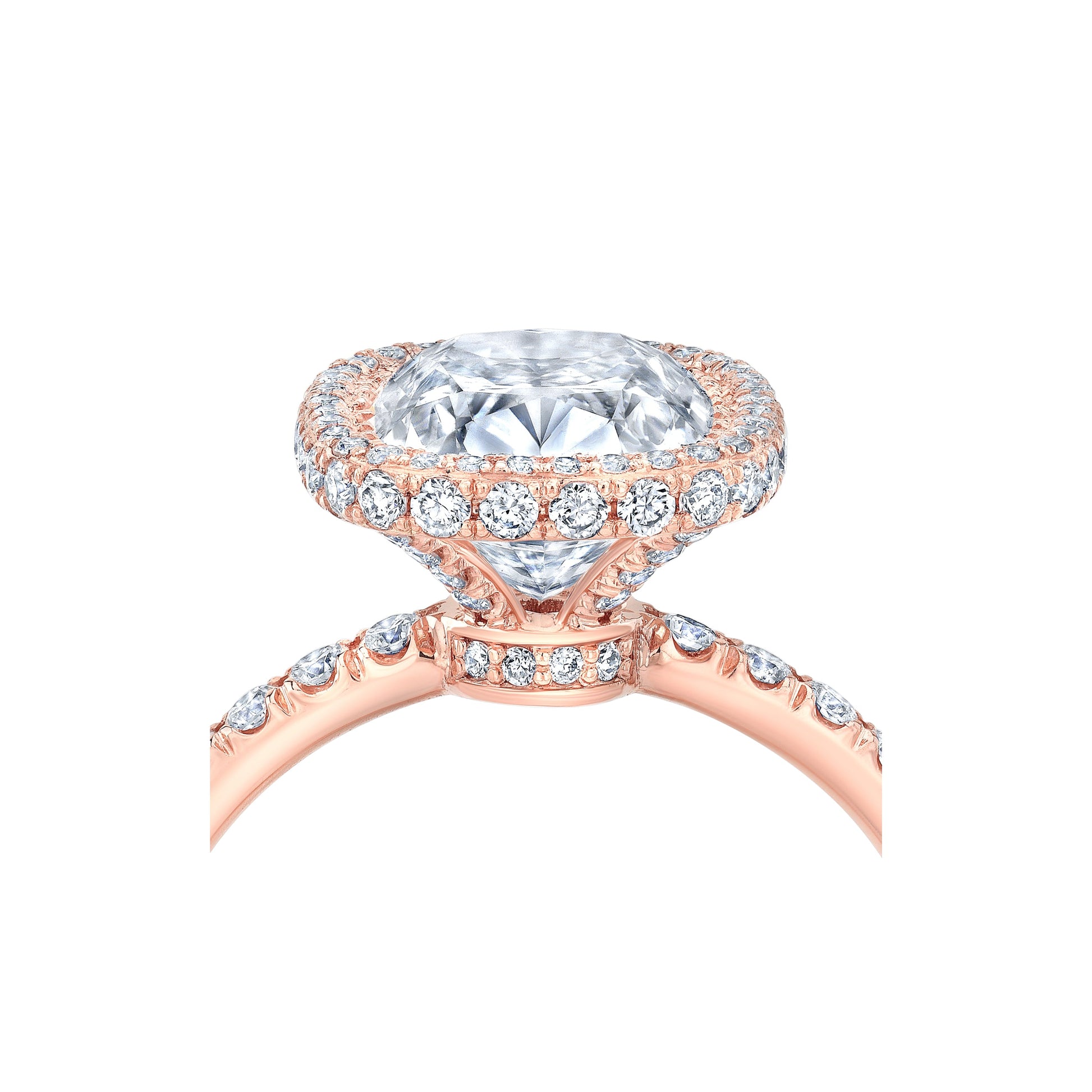 Alyssa Antique Cushion Invisible Halo Lab Diamond Engagement Ring - view 4