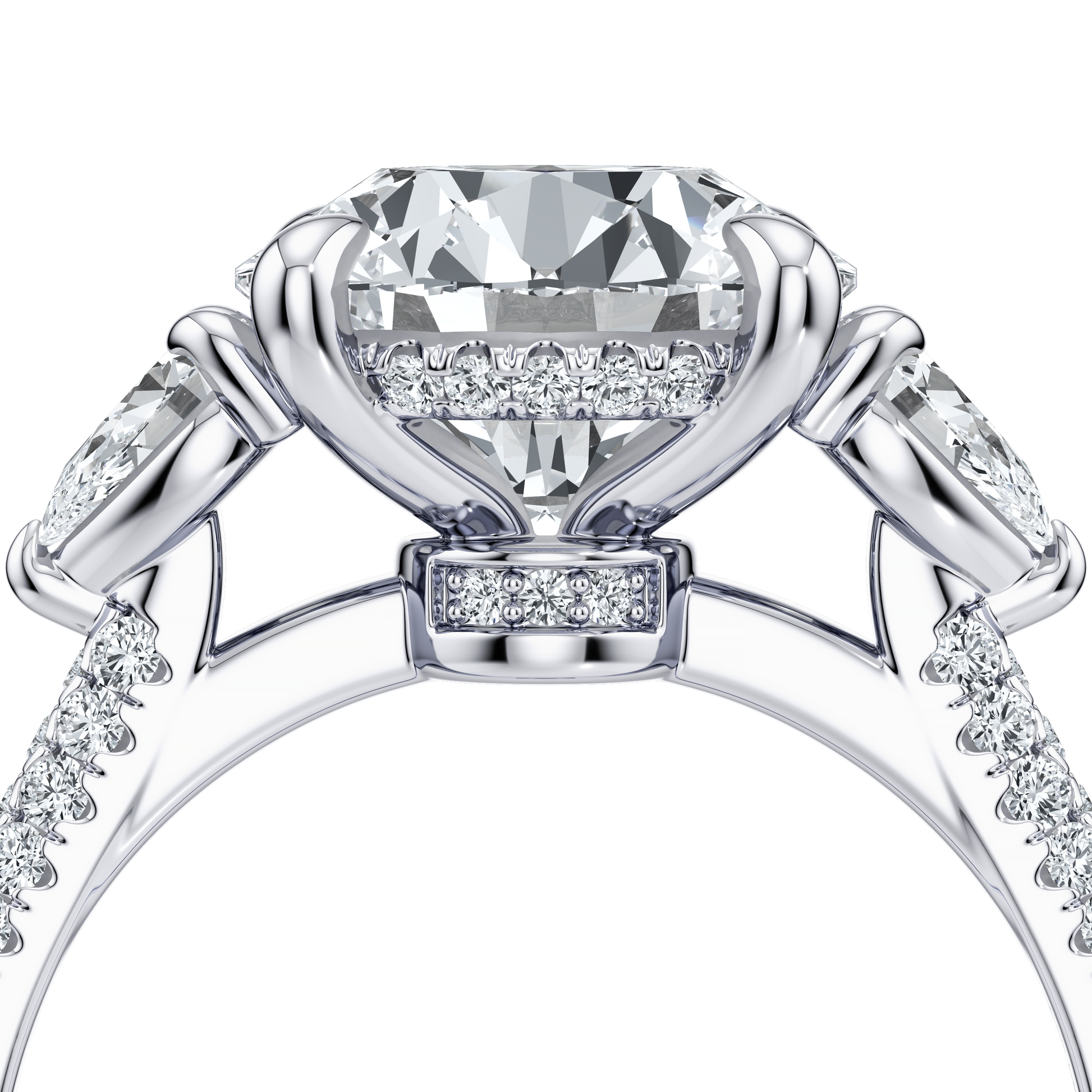 Chelsea Round Cut Three Stone Engagement Ring - view 4