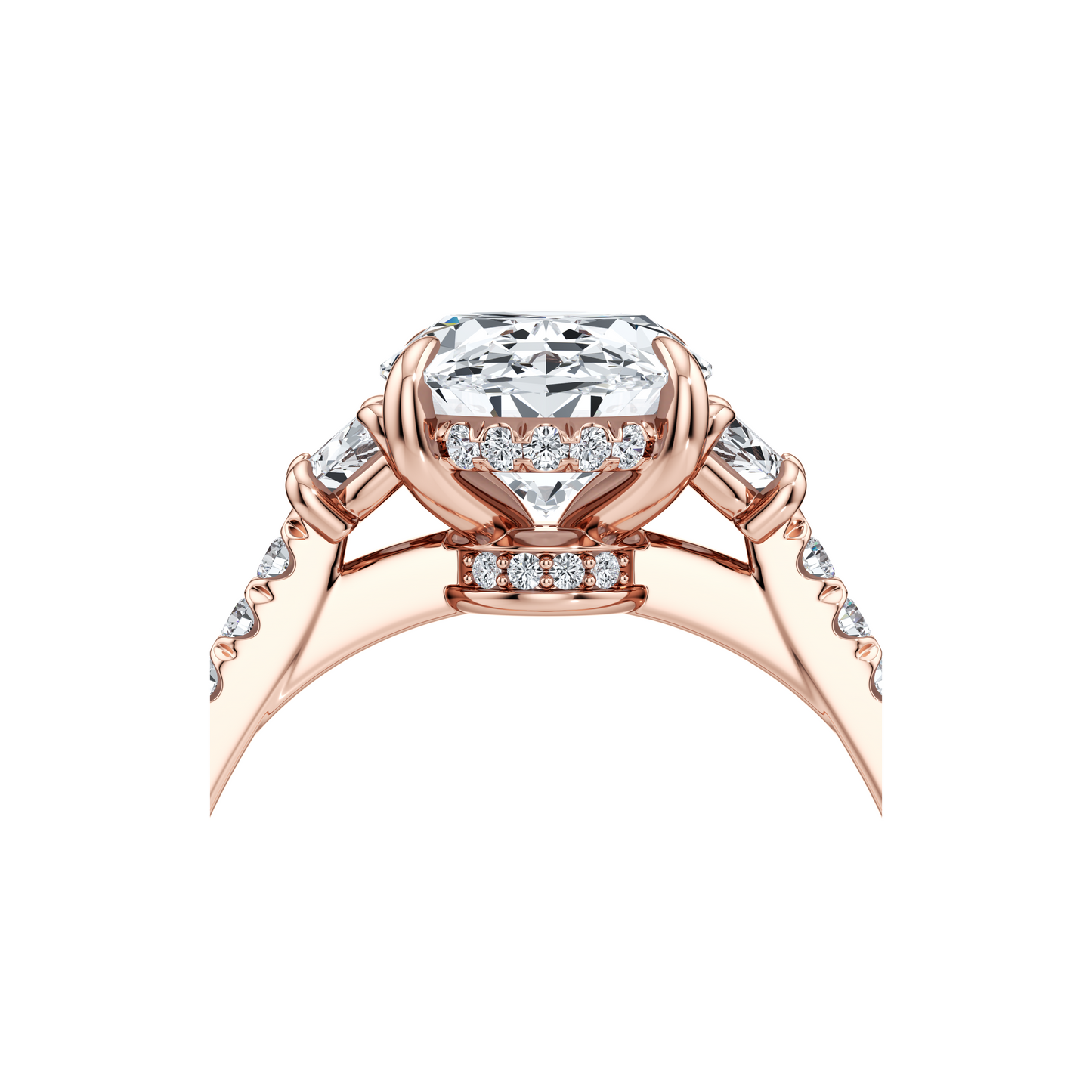 Chelsea Half Moon Pear Three Stone Lab Diamond Engagement Ring - view 4