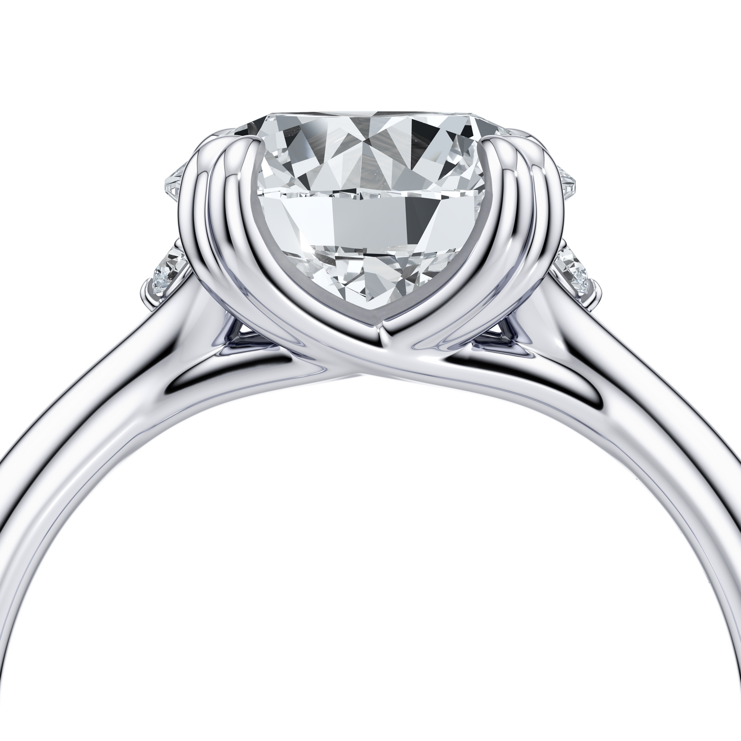 Jane Round Cushion Three Stone Lab Diamond Engagement Ring - view 5